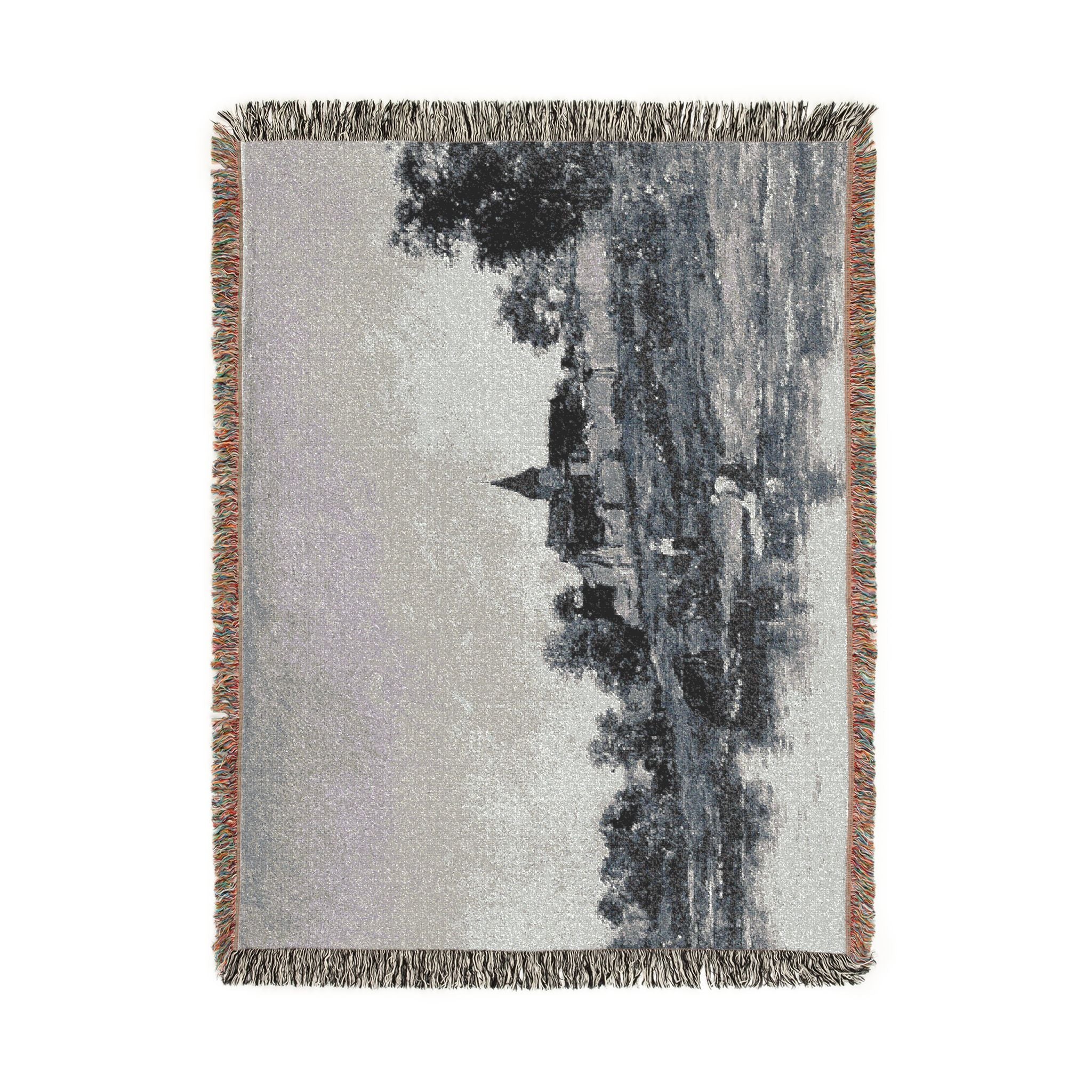 Charles François Daubigny - On the Bank of the Seine at Portejoie | Woven Tapestry Blanket - Image 11