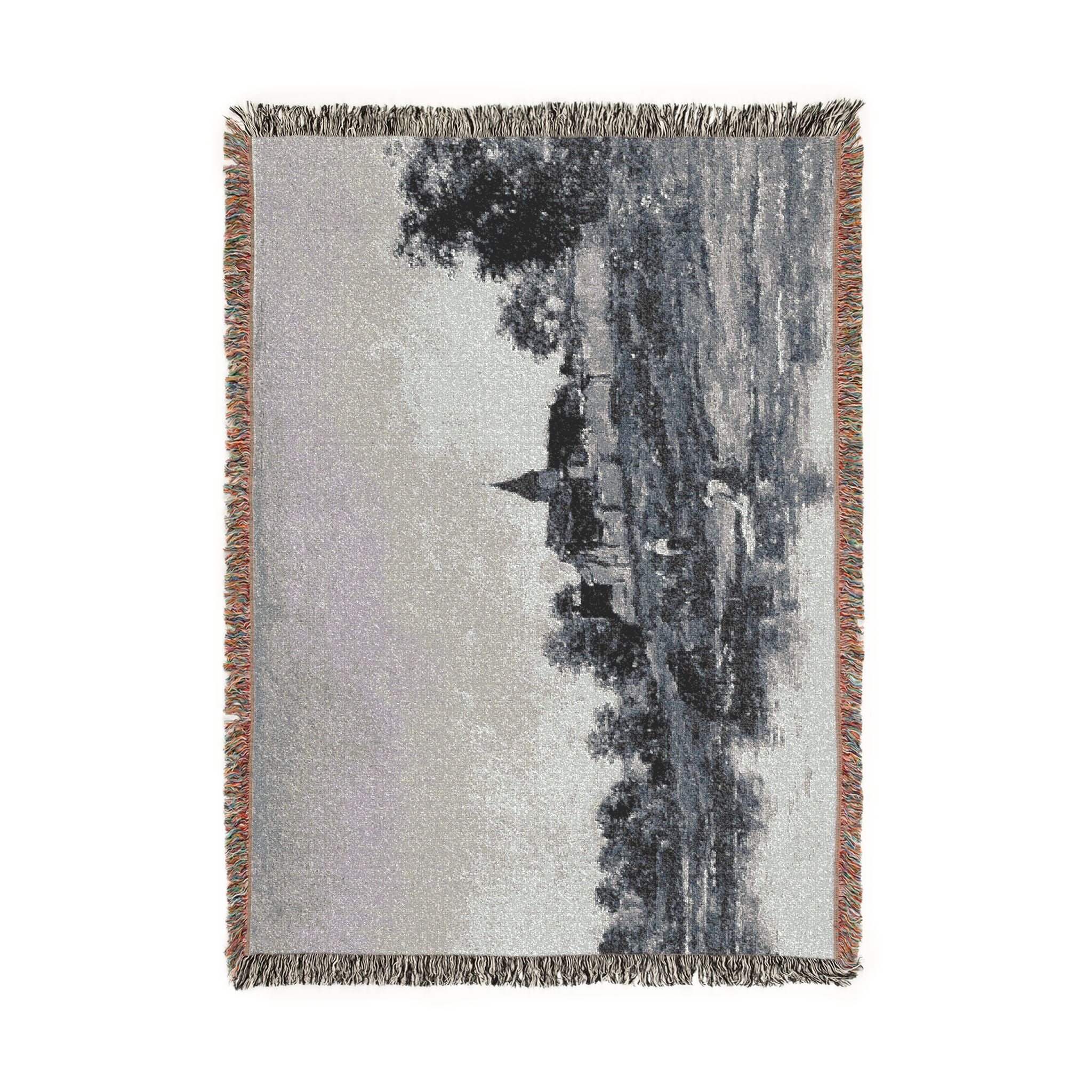 Charles François Daubigny - On the Bank of the Seine at Portejoie | Woven Tapestry Blanket - Image 6