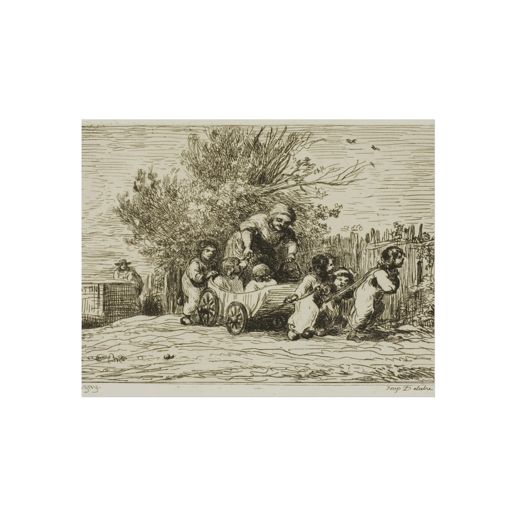 Charles François Daubigny - The Heritage of the Wagon (The Children with the Wagon) | Fine Art Poster