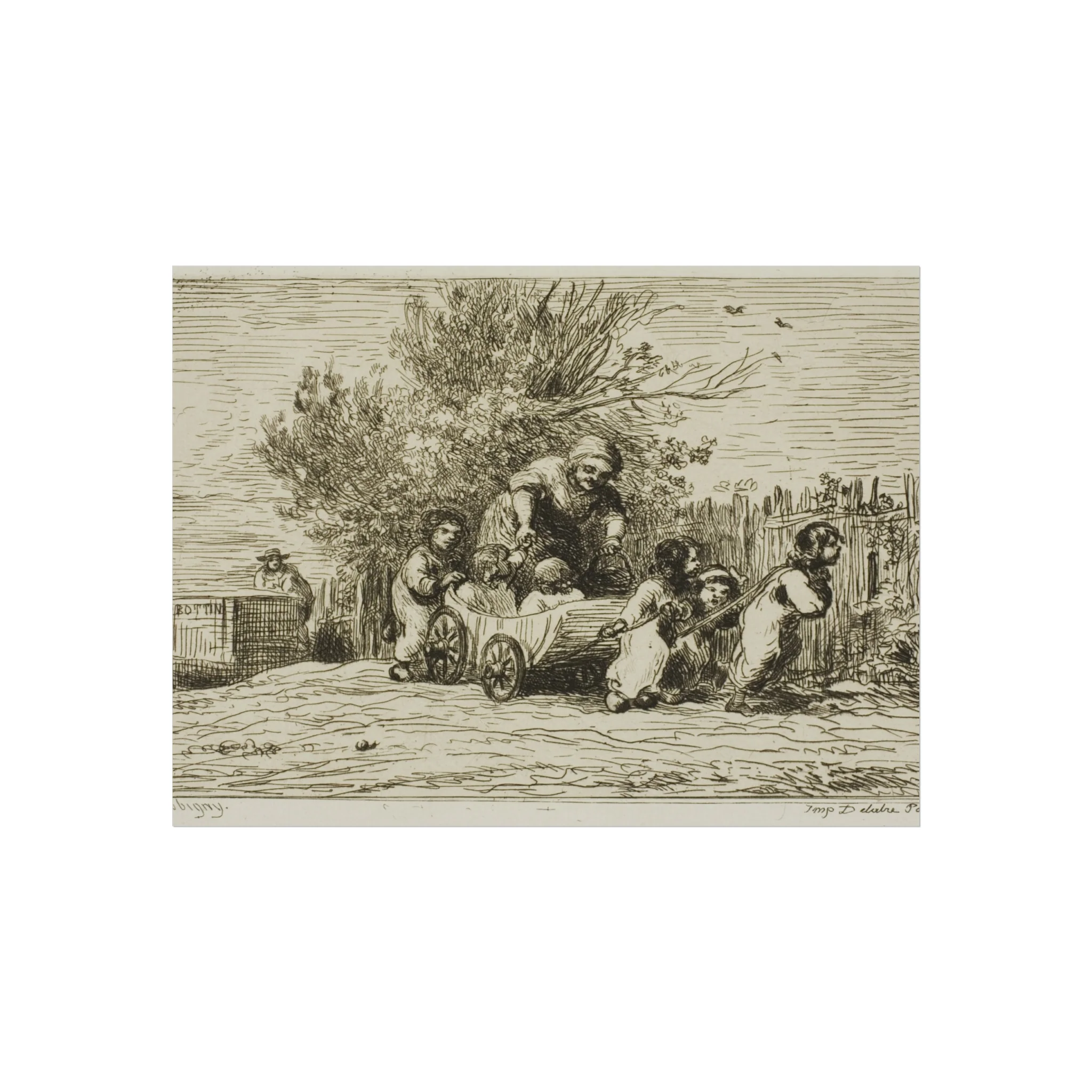 Charles François Daubigny - The Heritage of the Wagon (The Children with the Wagon) | Fine Art Poster - Image 3