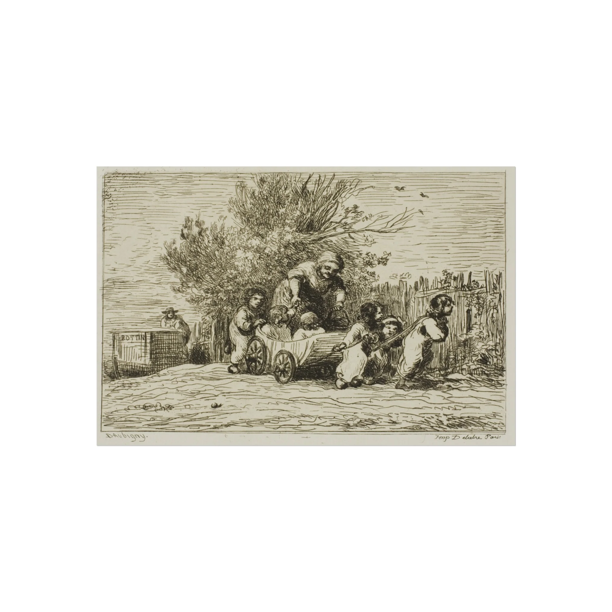 Charles François Daubigny - The Heritage of the Wagon (The Children with the Wagon) | Fine Art Poster - Image 4