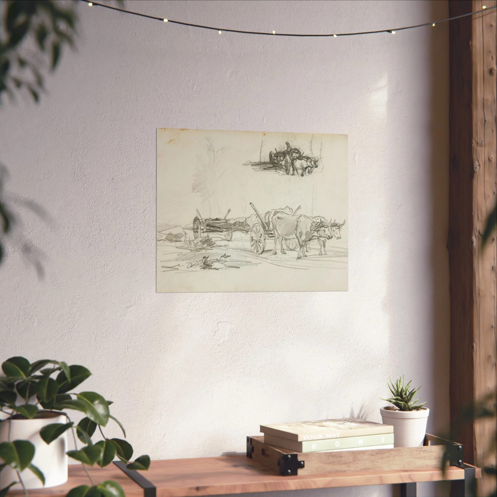 Charles François Daubigny - Two Sketches of Oxen Hauling a Log | Fine Art Poster - Image 8