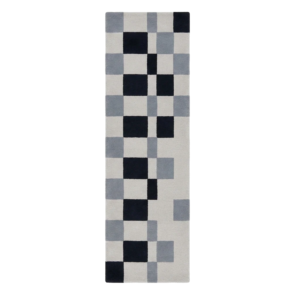Checkerboard Block Hand Tufted Runner Rug