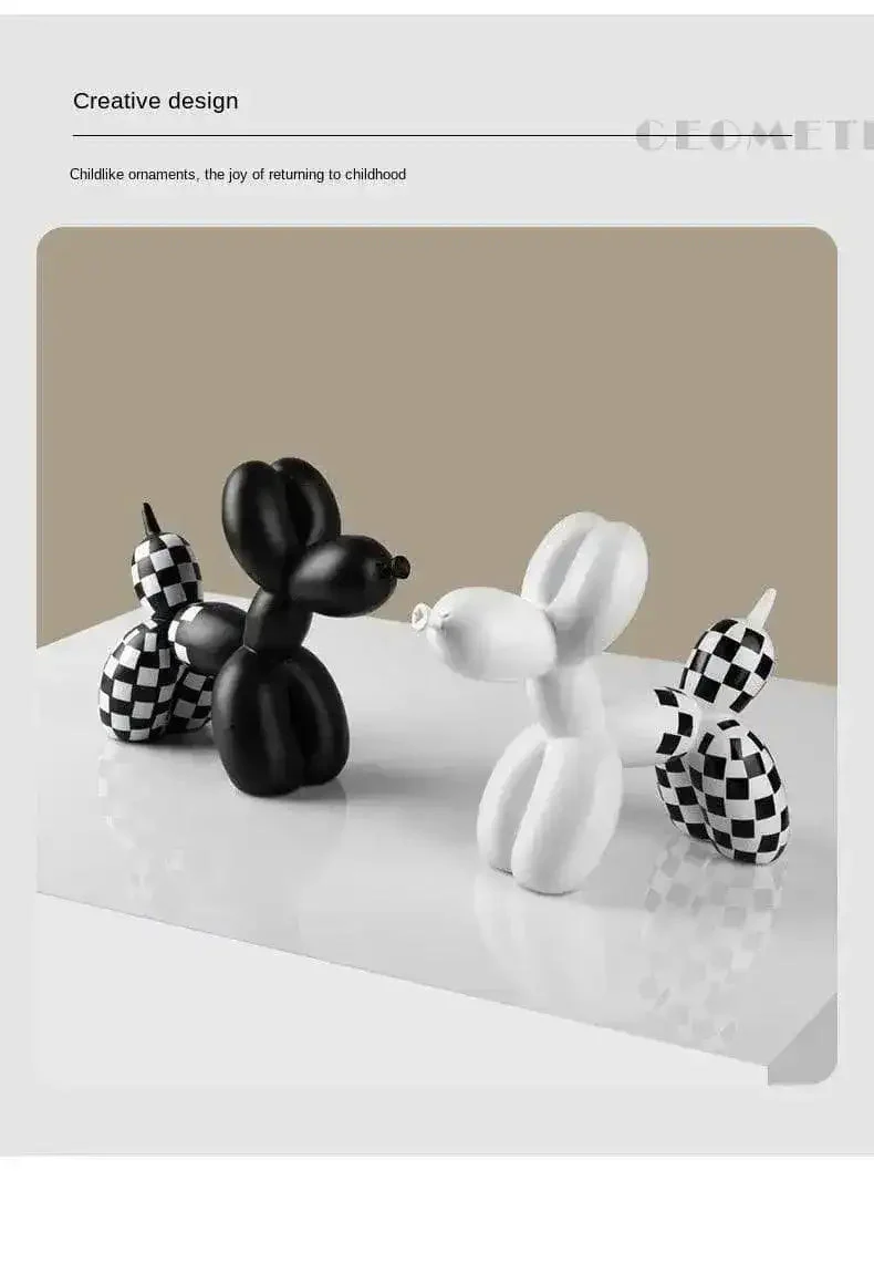 Checkered Balloon Dog Figurine - Image 4