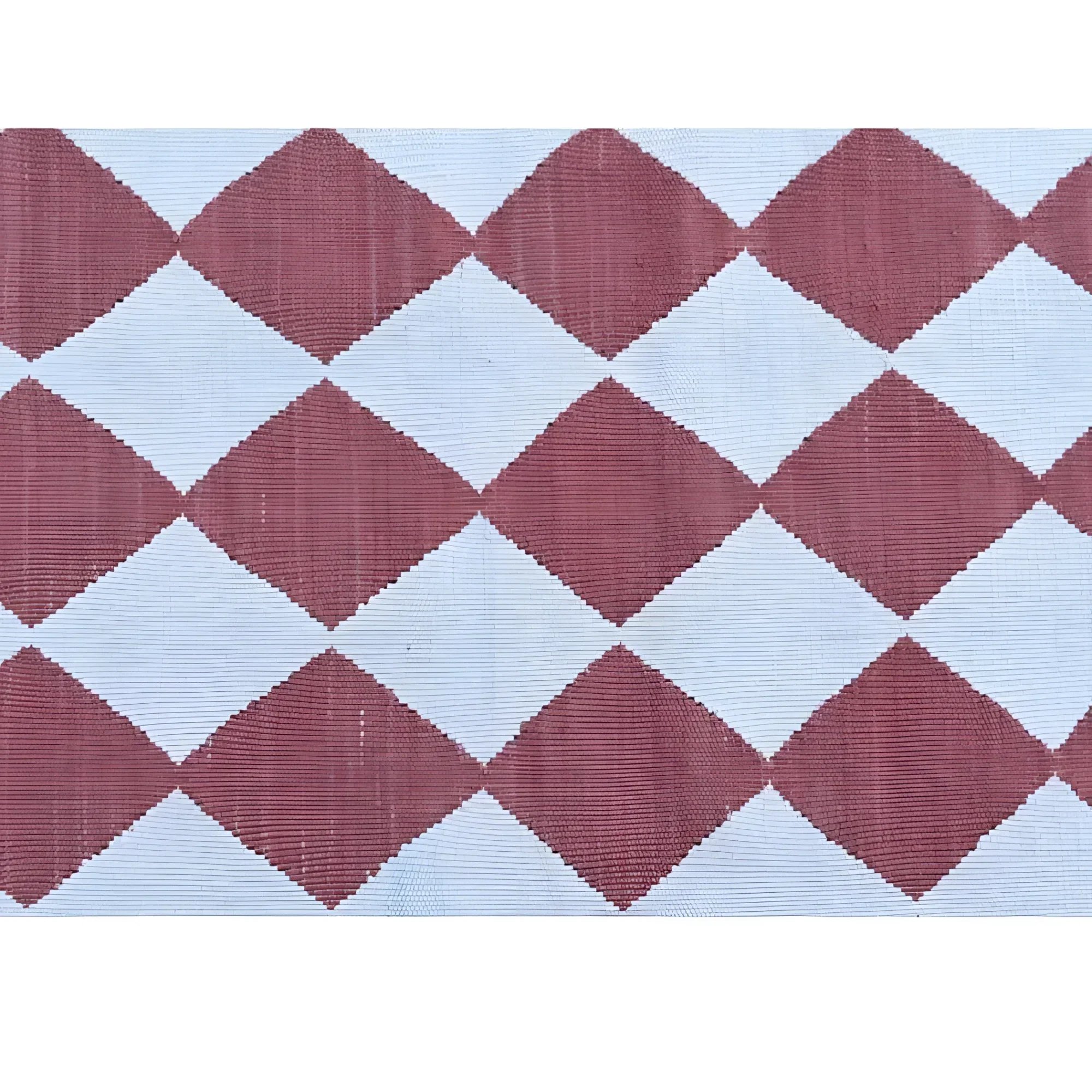 Checkers Vegetable Dyed Indian Dhurrie Reversible Cotton Rug - Red - Image 4