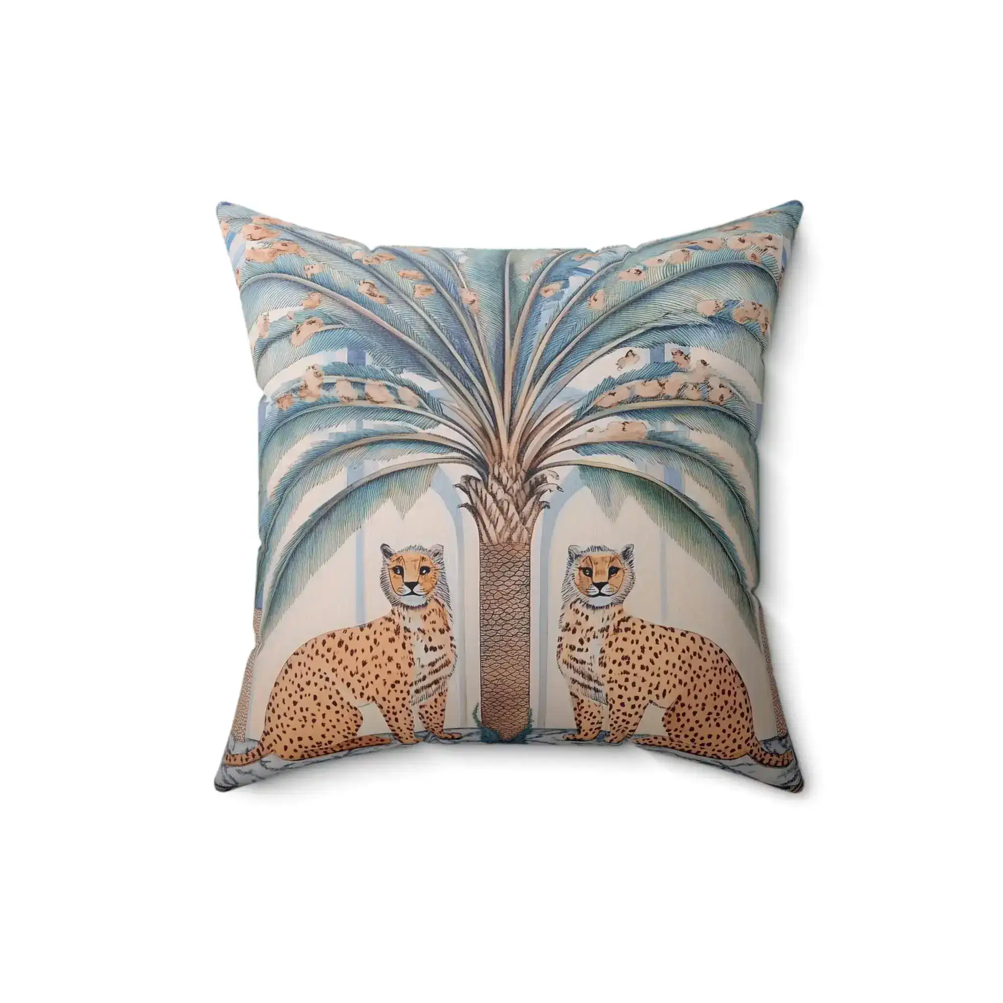 Cheetah and Palm Tropical Throw Pillow - Image 3