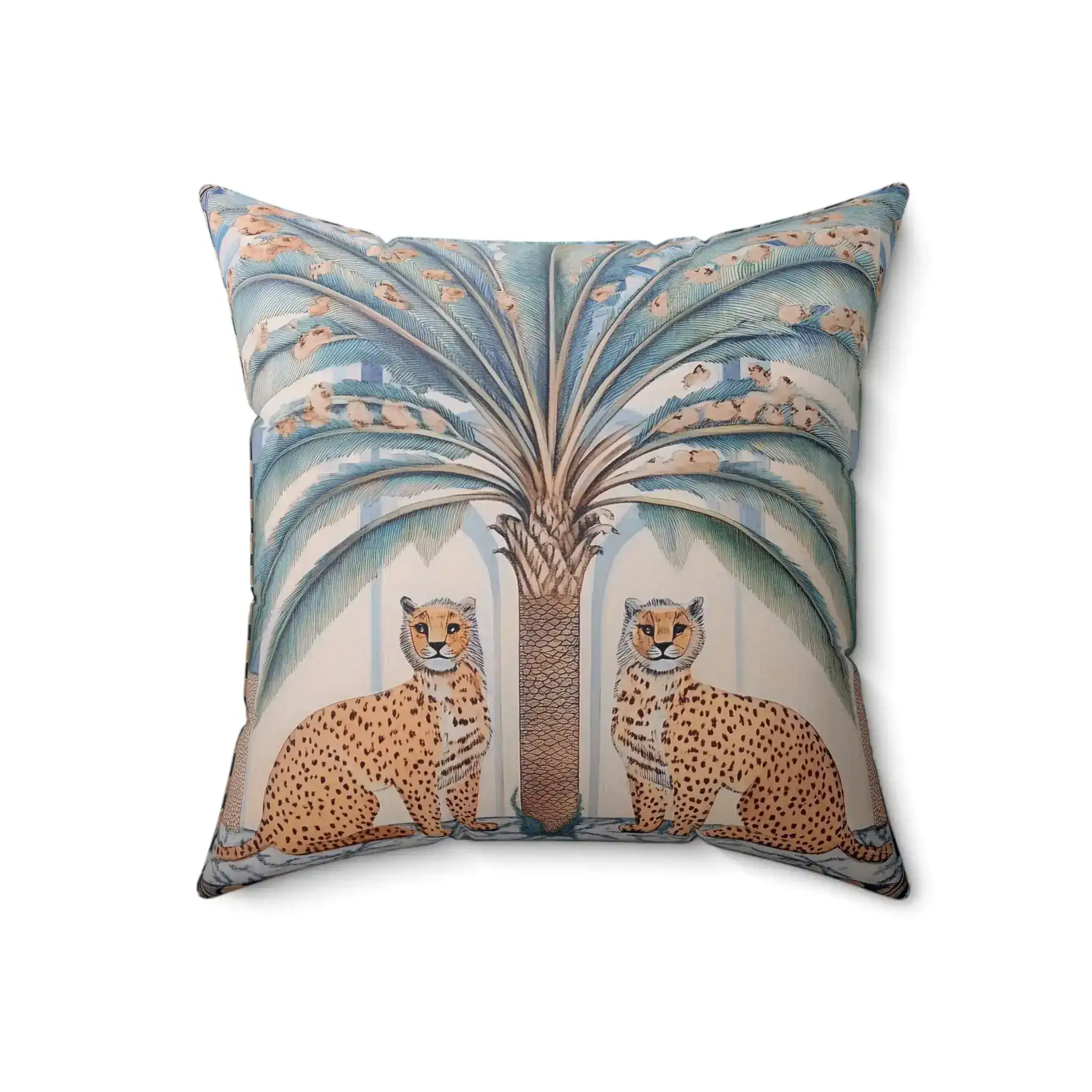 Cheetah and Palm Tropical Throw Pillow - Image 4