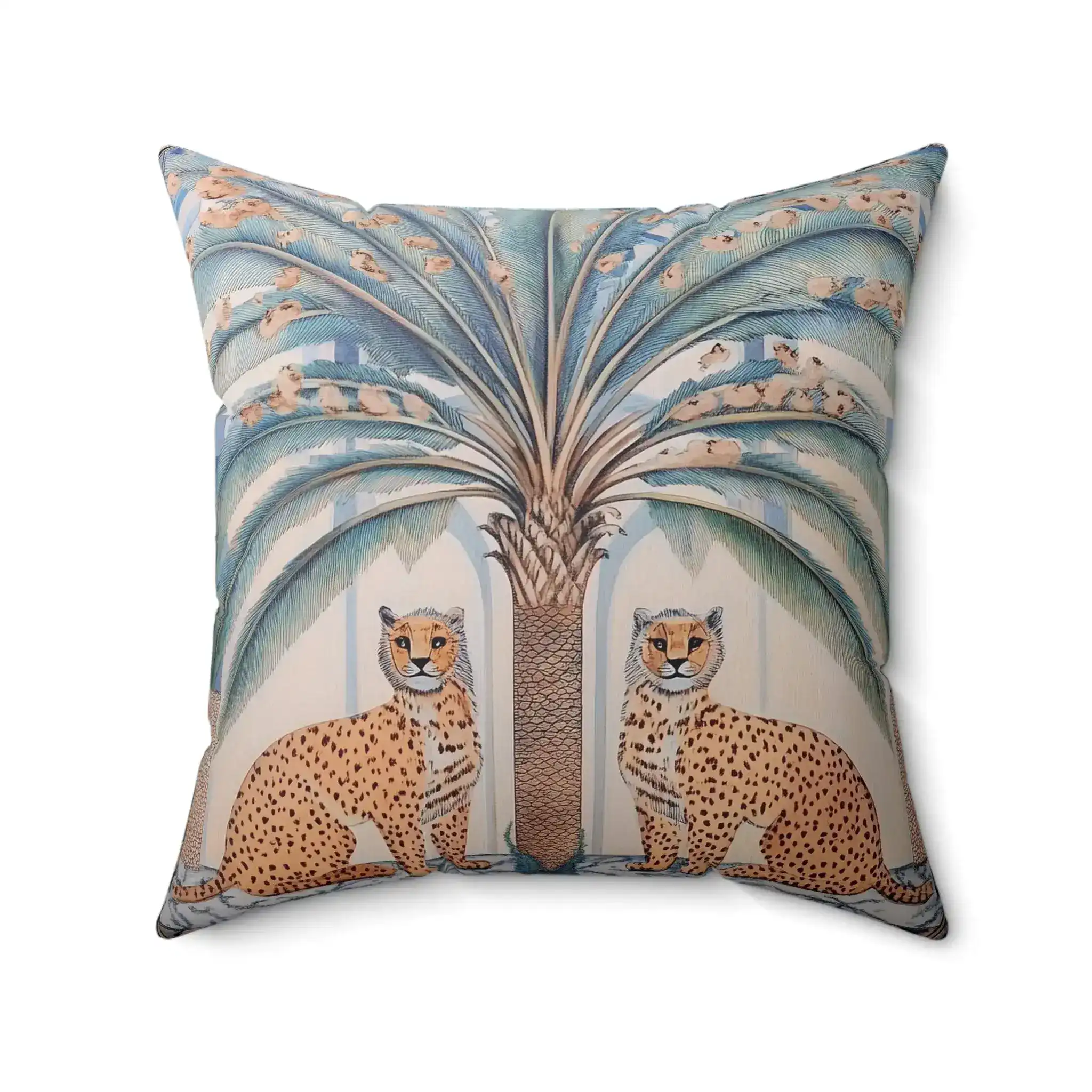 Cheetah and Palm Tropical Throw Pillow - Image 5