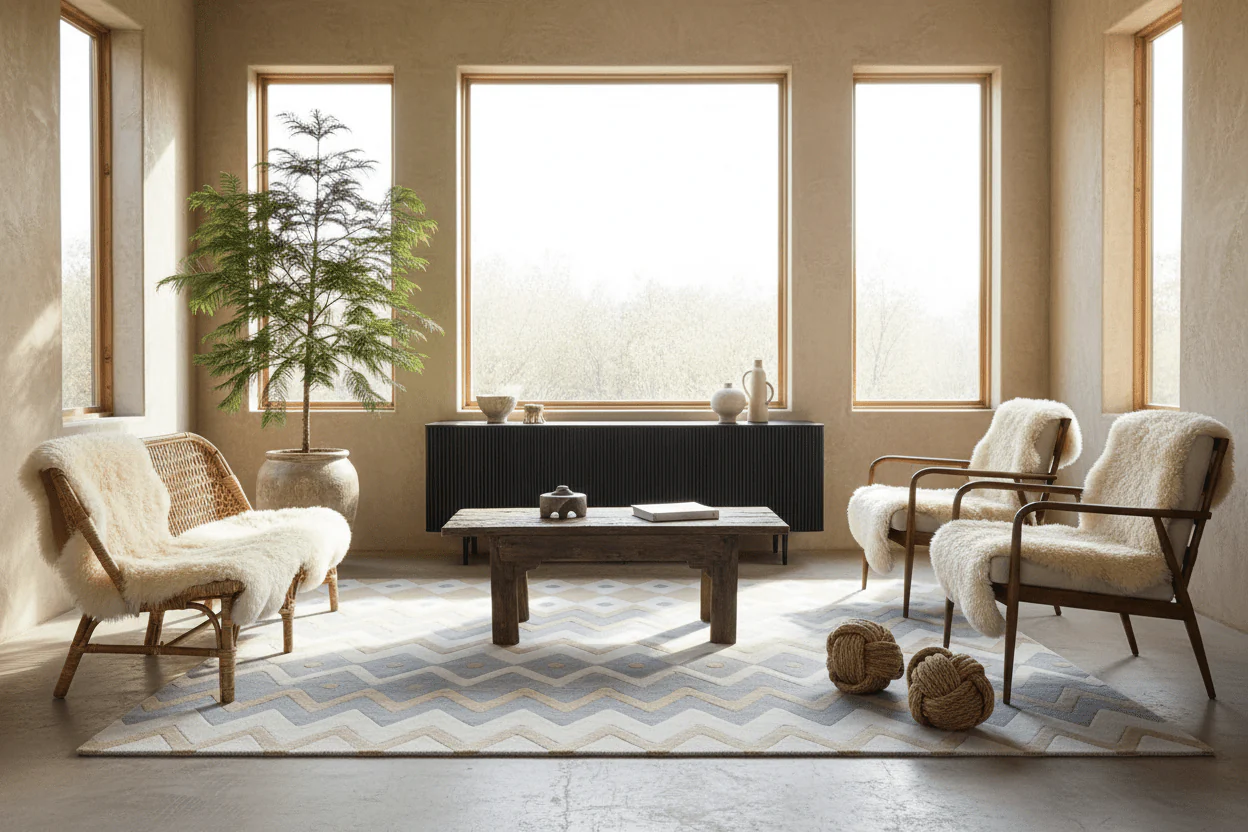 Chevron Pattern Fusion Hand Tufted Rug - Image 3