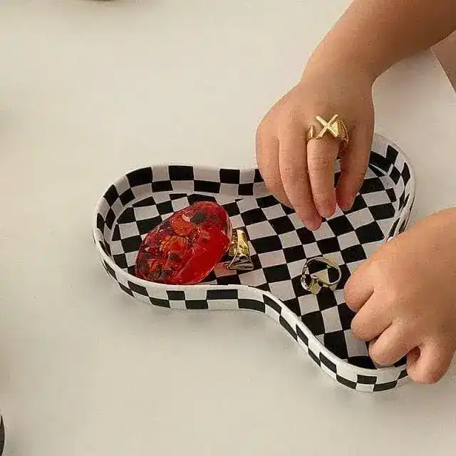 Chic Checkers Ceramic Bowl - Image 3