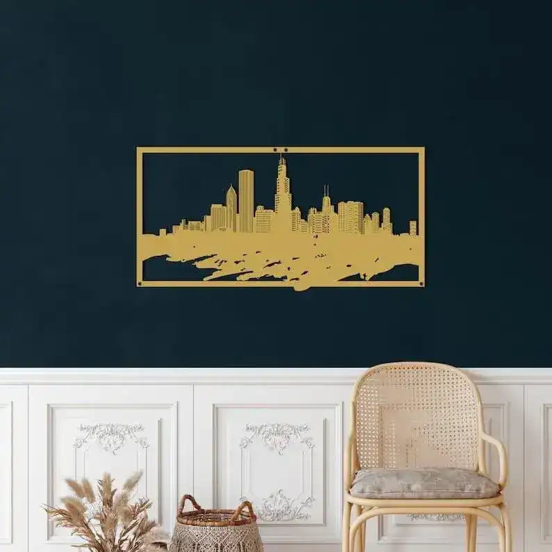 Chicago Skyline Metal Wall Hanging Decor - Image 6