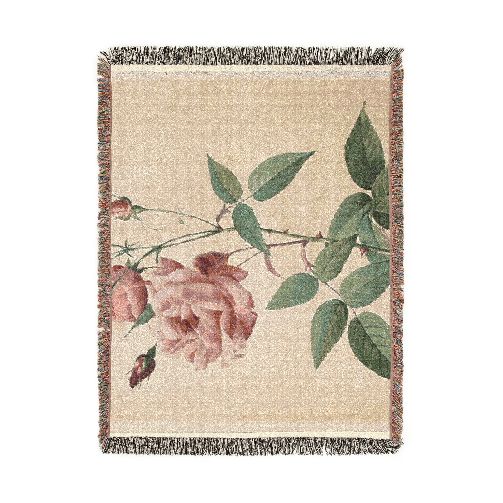 china-bengal-rose-les-roses-p-j-redoute | Woven Tapestry Blanket - Image 11