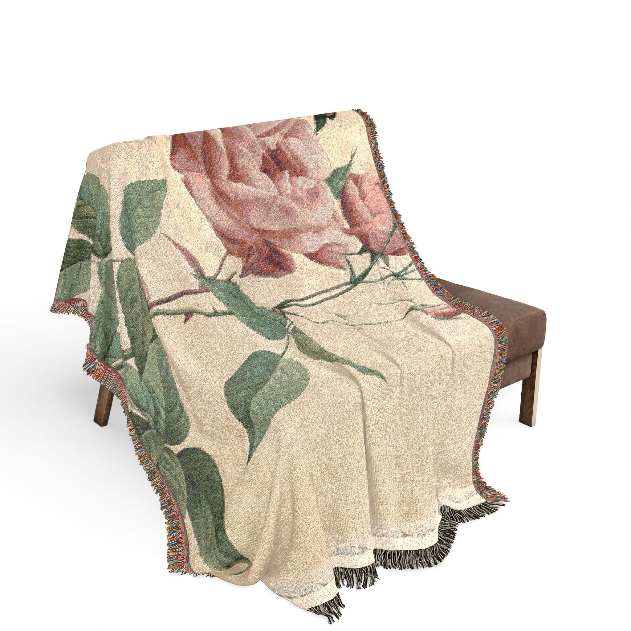 china-bengal-rose-les-roses-p-j-redoute | Woven Tapestry Blanket - Image 3