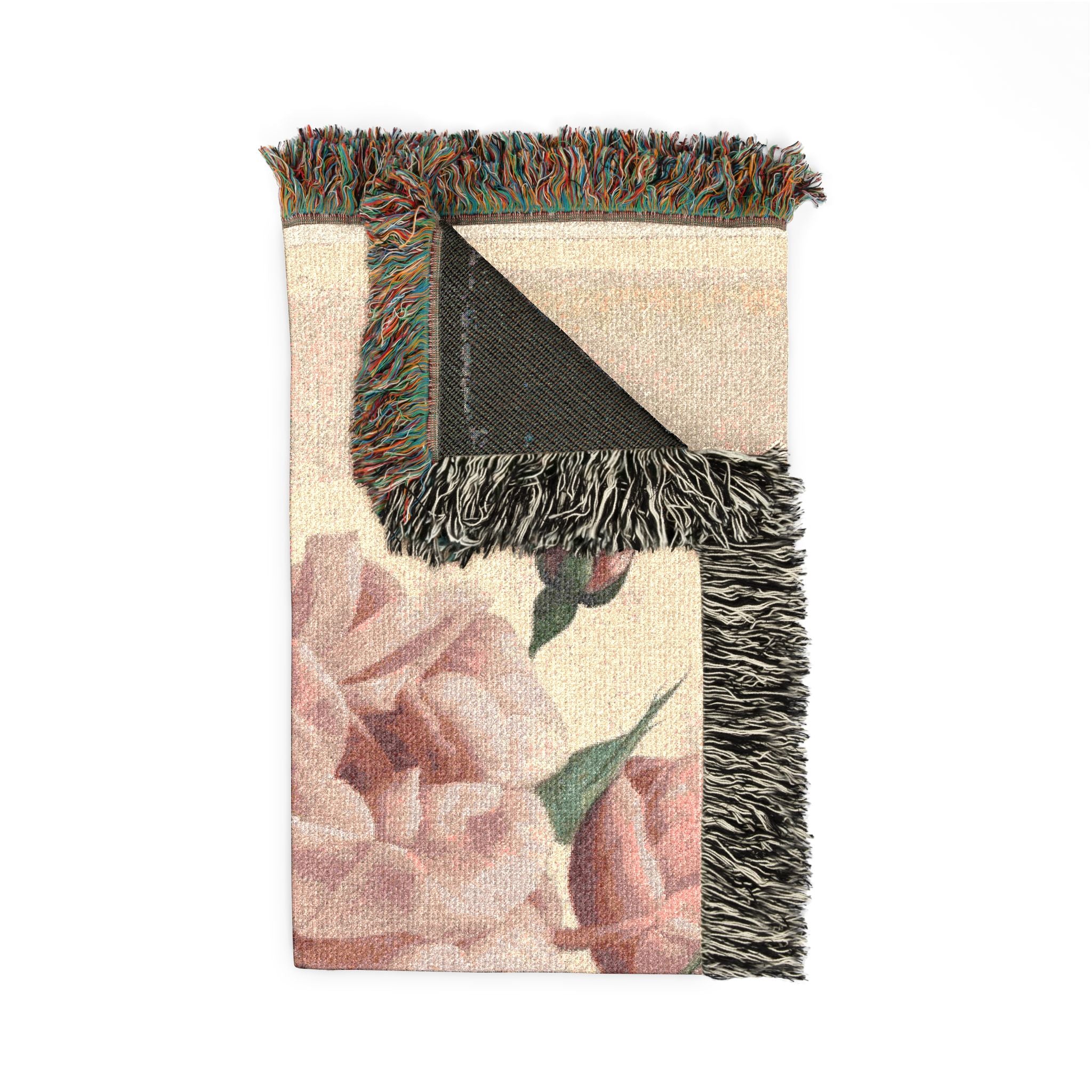 china-bengal-rose-les-roses-p-j-redoute | Woven Tapestry Blanket - Image 5