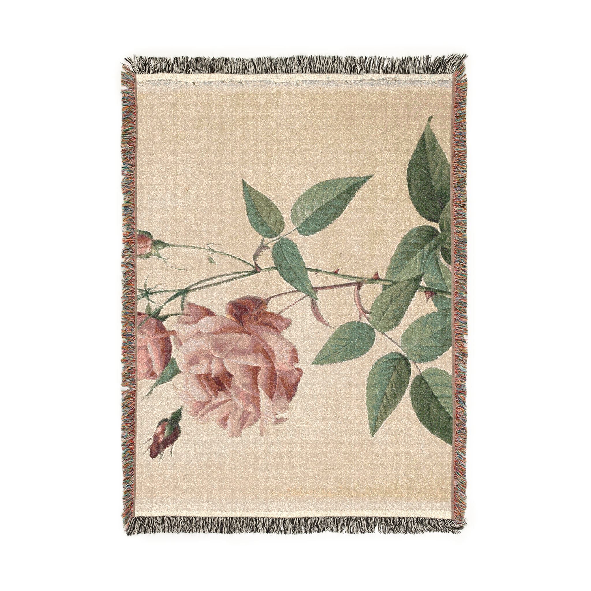 china-bengal-rose-les-roses-p-j-redoute | Woven Tapestry Blanket - Image 6