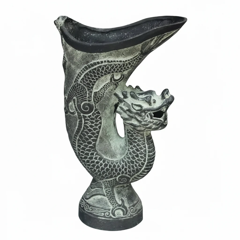 Chinese Archaistic Bronze Dragon Wine Cup — Antique Reproduction