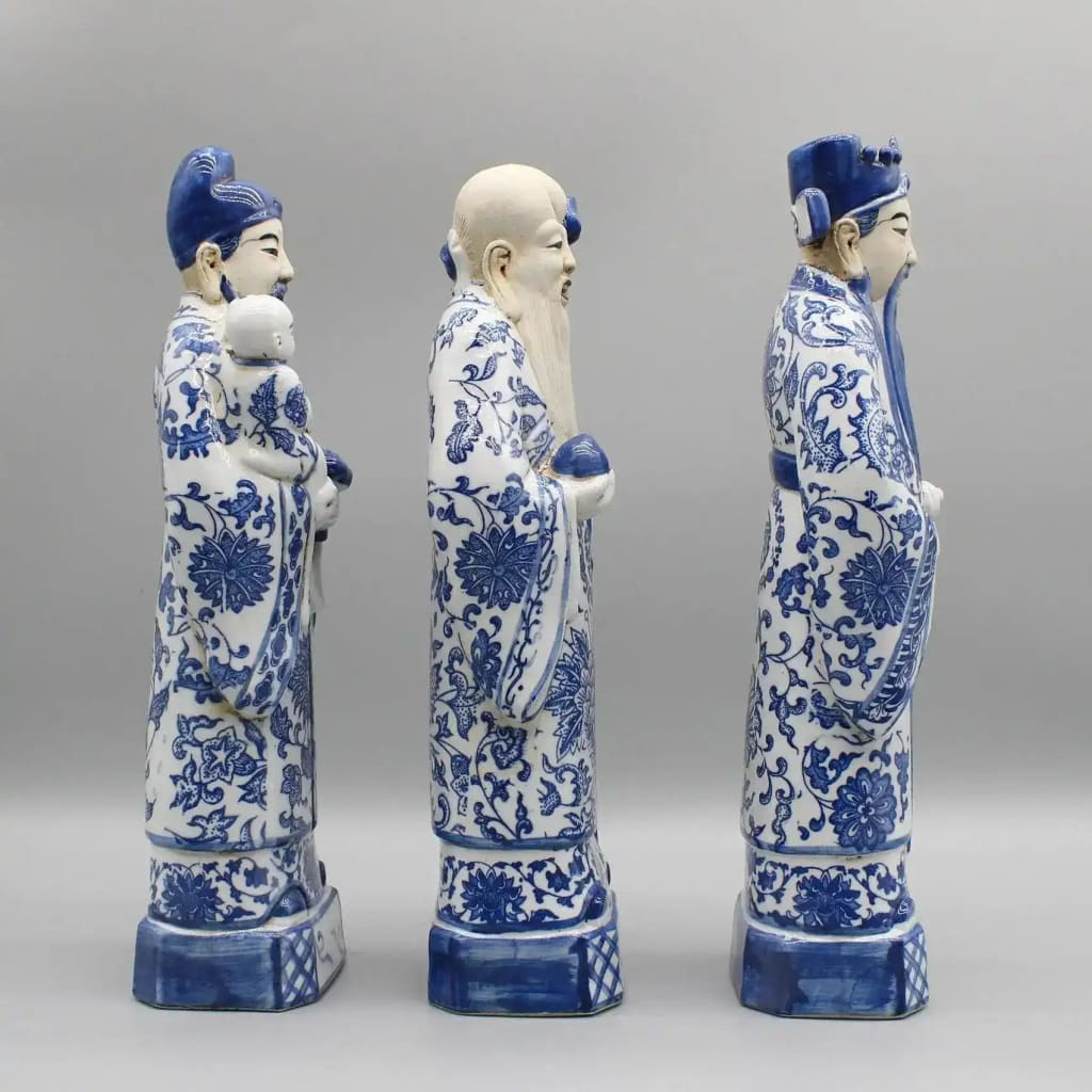 Chinese Gods Hand Painted Ceramic Figurines - Image 7