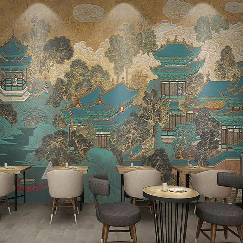 Chinese Temple Fresco Mural Wallpaper - Image 4
