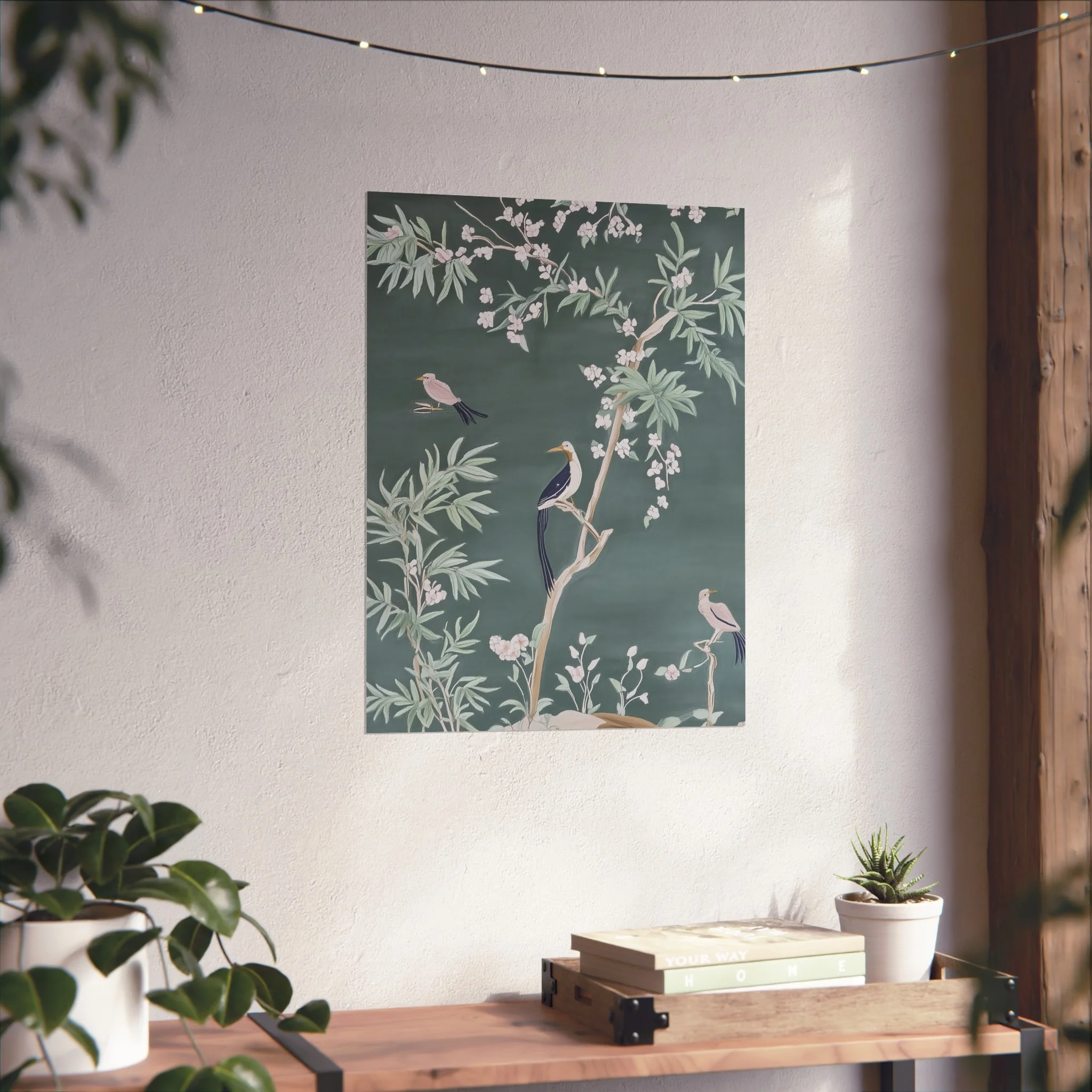 Chinoiserie Birds and Floral Scene - Dark Fine Art Poster - Image 36