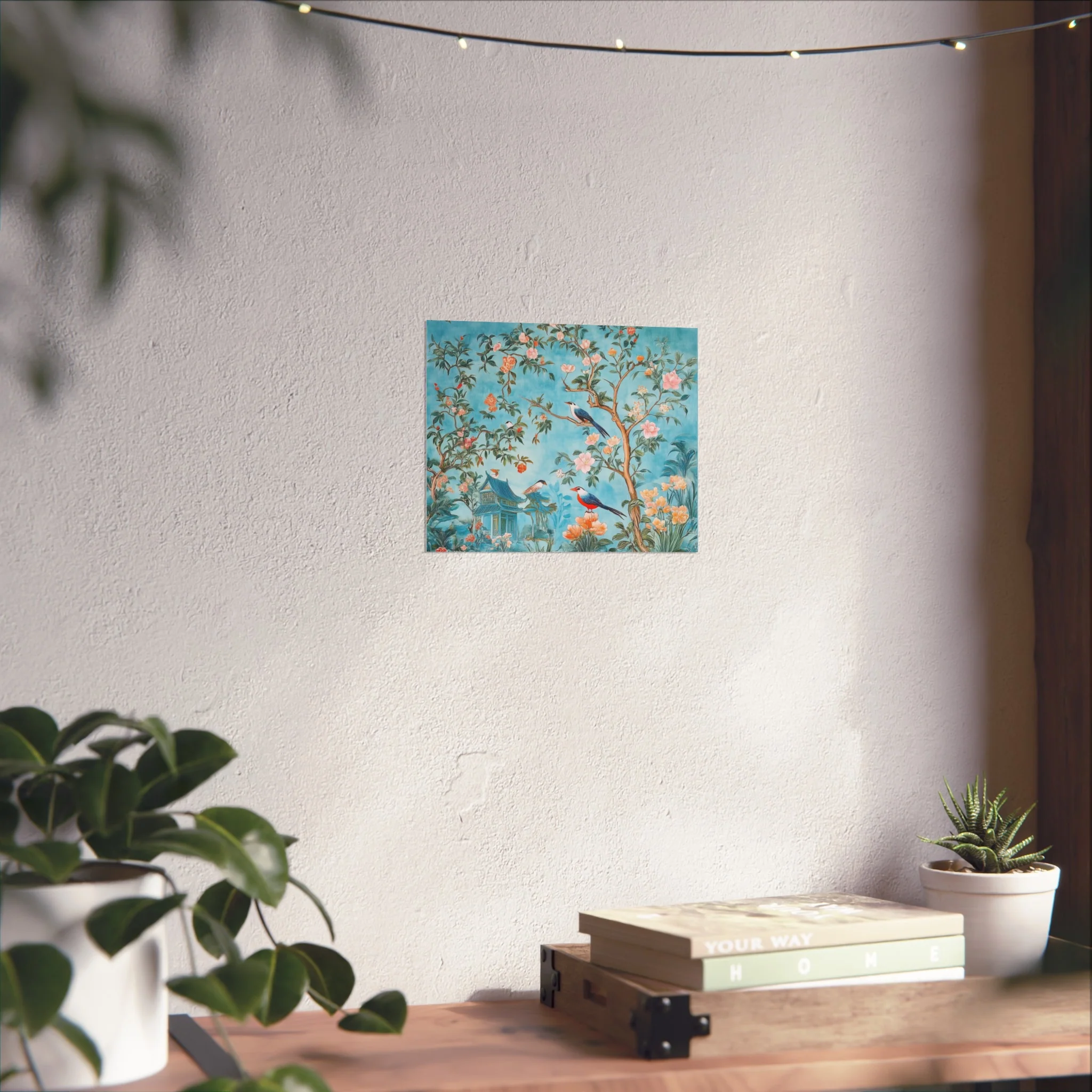 Chinoiserie Birds and Pagoda Fine Art Poster - Blue - Image 10