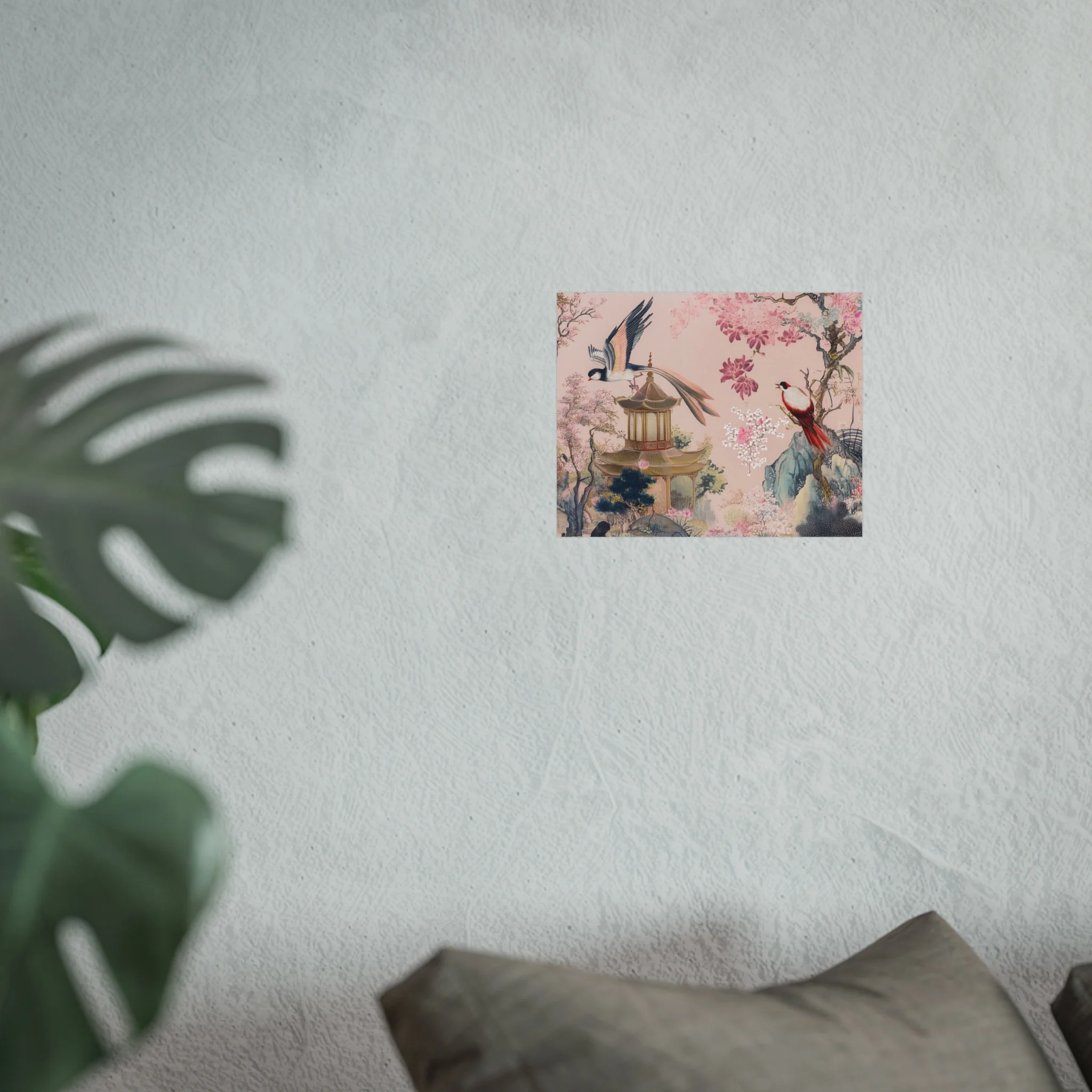 Chinoiserie Birds and Pagoda Fine Art Poster - Pink - Image 11