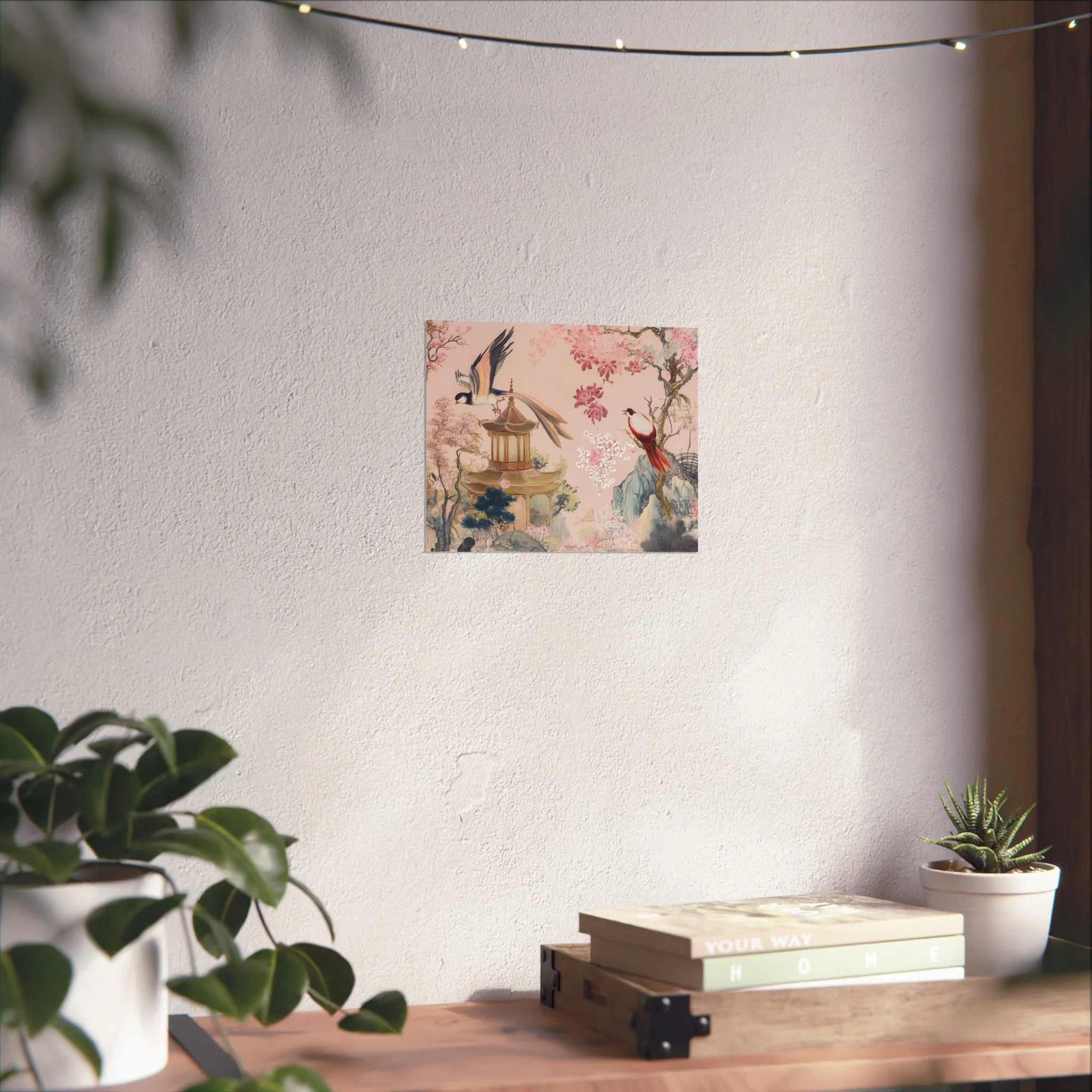 Chinoiserie Birds and Pagoda Fine Art Poster - Pink - Image 12