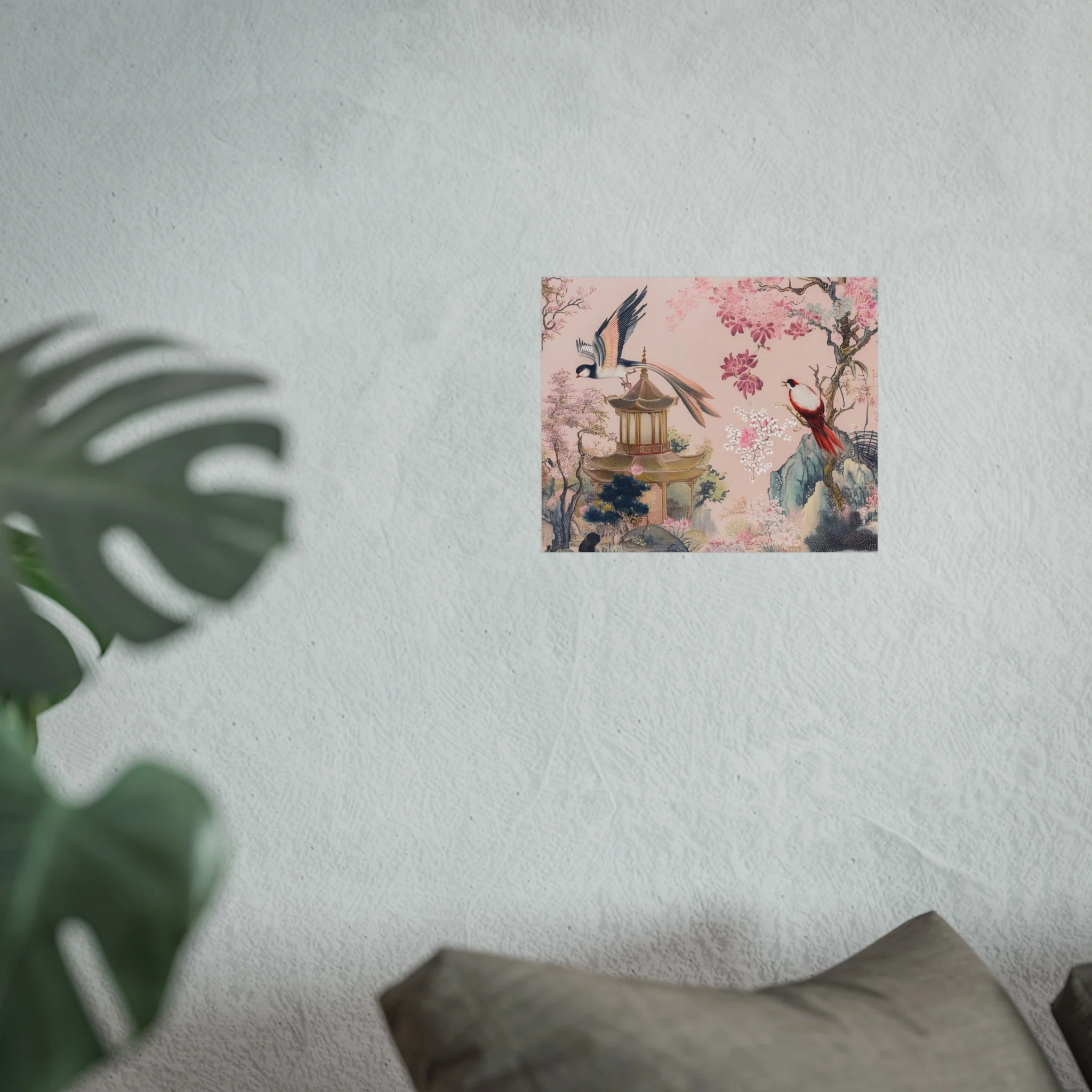 Chinoiserie Birds and Pagoda Fine Art Poster - Pink - Image 13