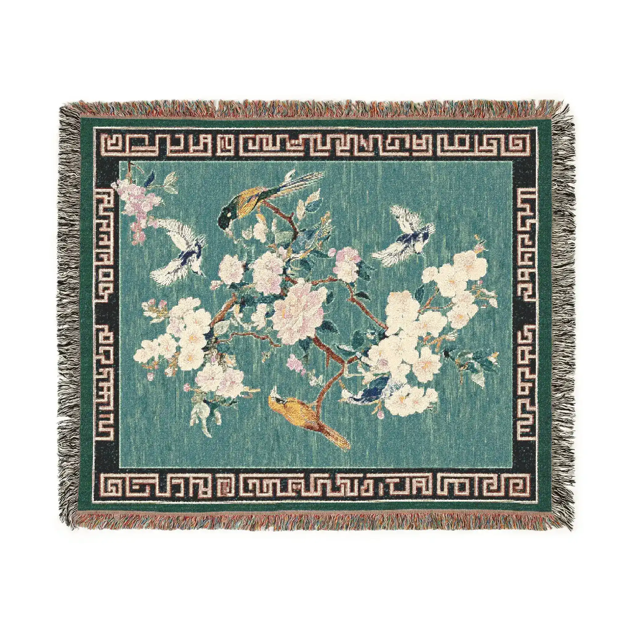 Chinoiserie Blossom Birds Woven Blanket - Image 3