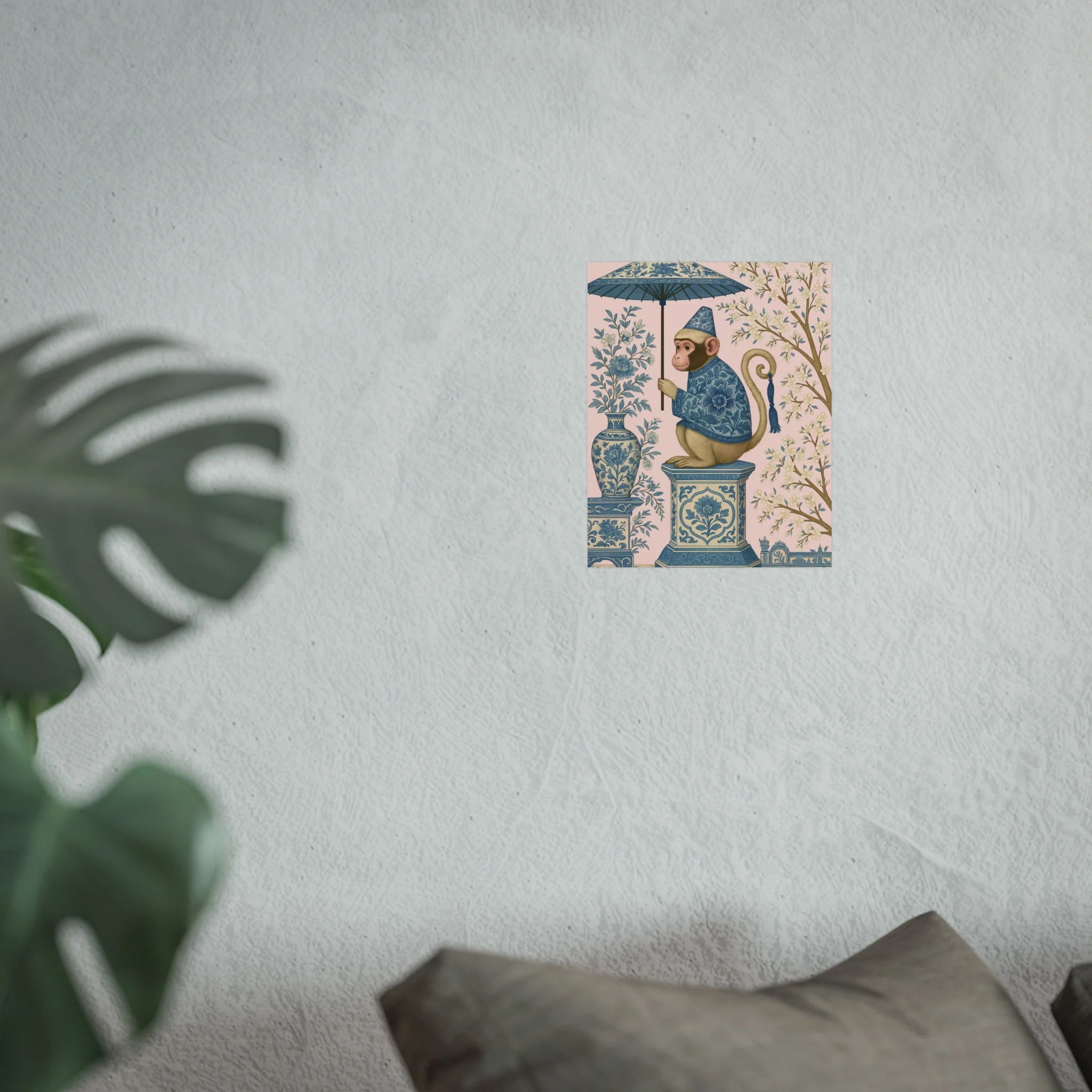 Chinoiserie Blue Monkey on Pedestal Fine Art Poster - Image 17