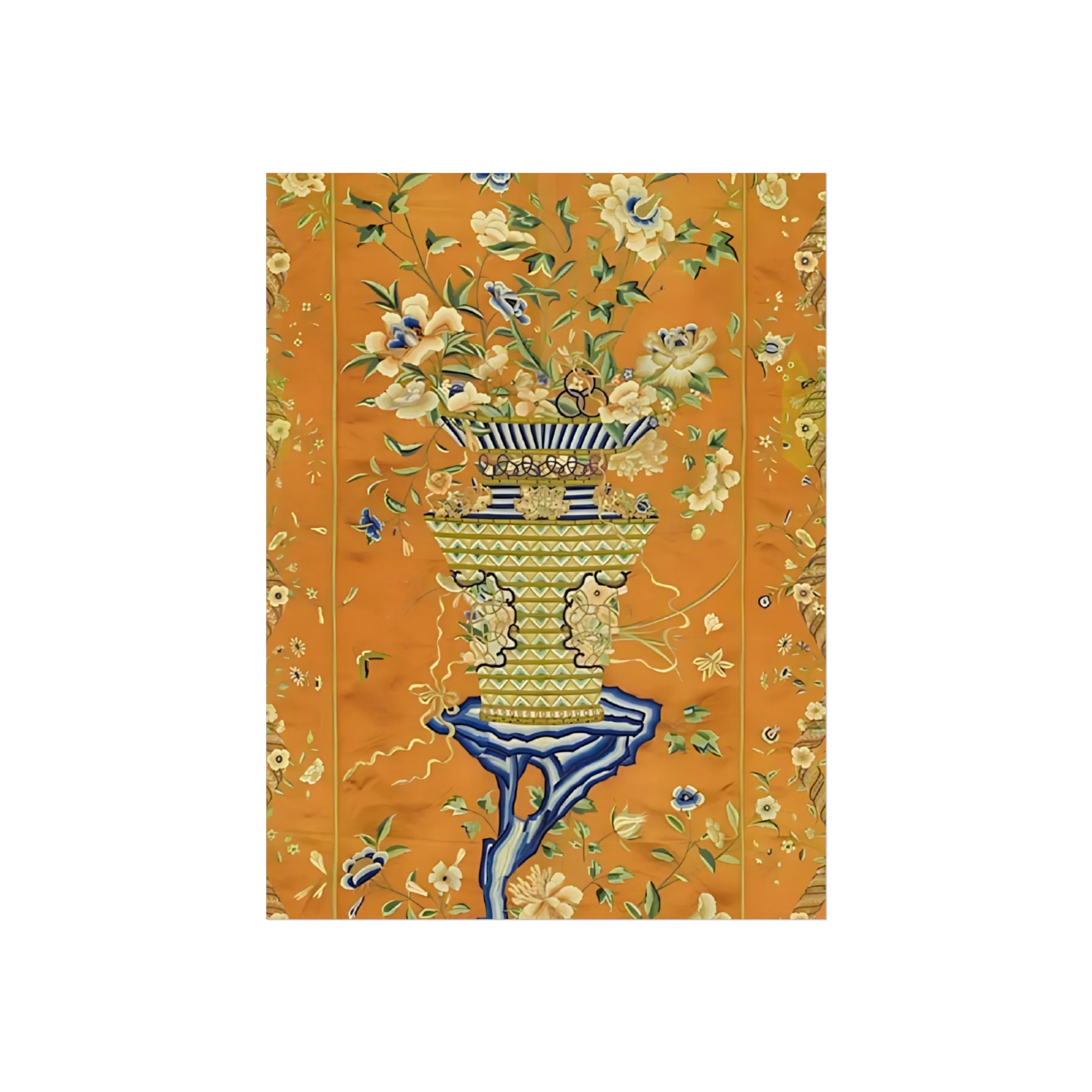 Chinoiserie Floral Vase Fine Art Poster - Orange - Image 10