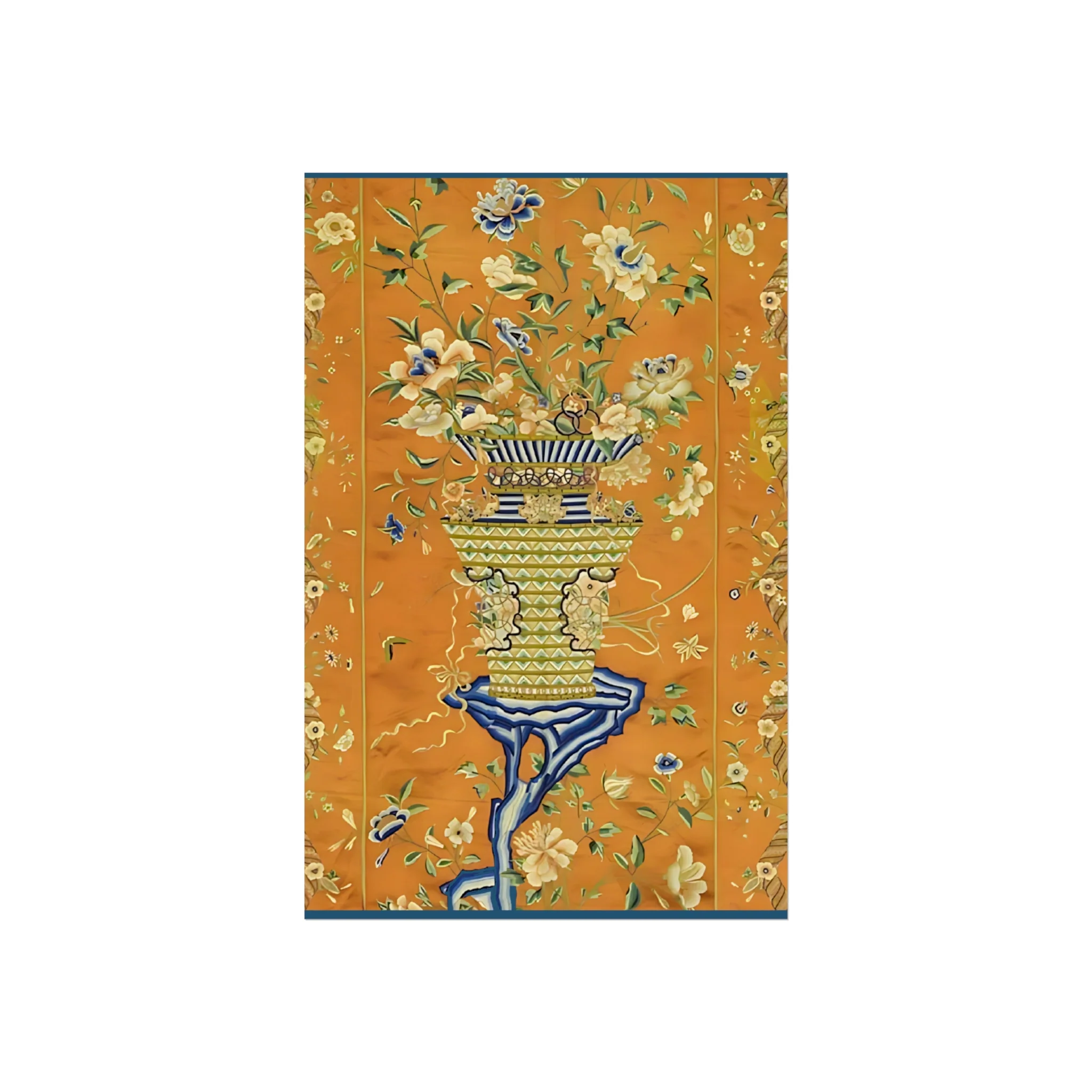 Chinoiserie Floral Vase Fine Art Poster - Orange - Image 12