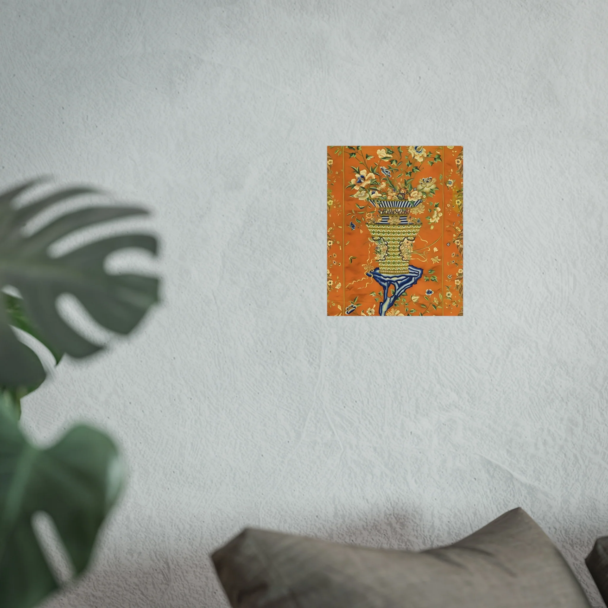 Chinoiserie Floral Vase Fine Art Poster - Orange - Image 17