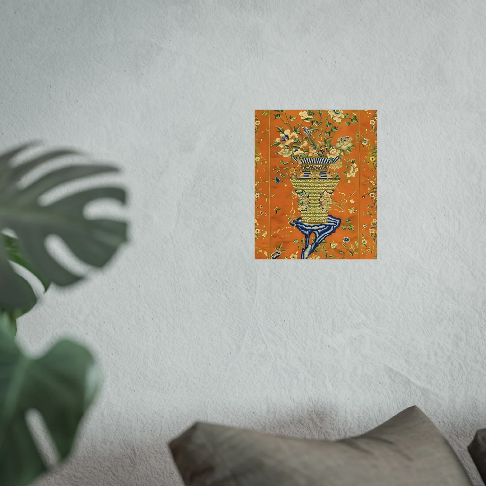 Chinoiserie Floral Vase Fine Art Poster - Orange - Image 21
