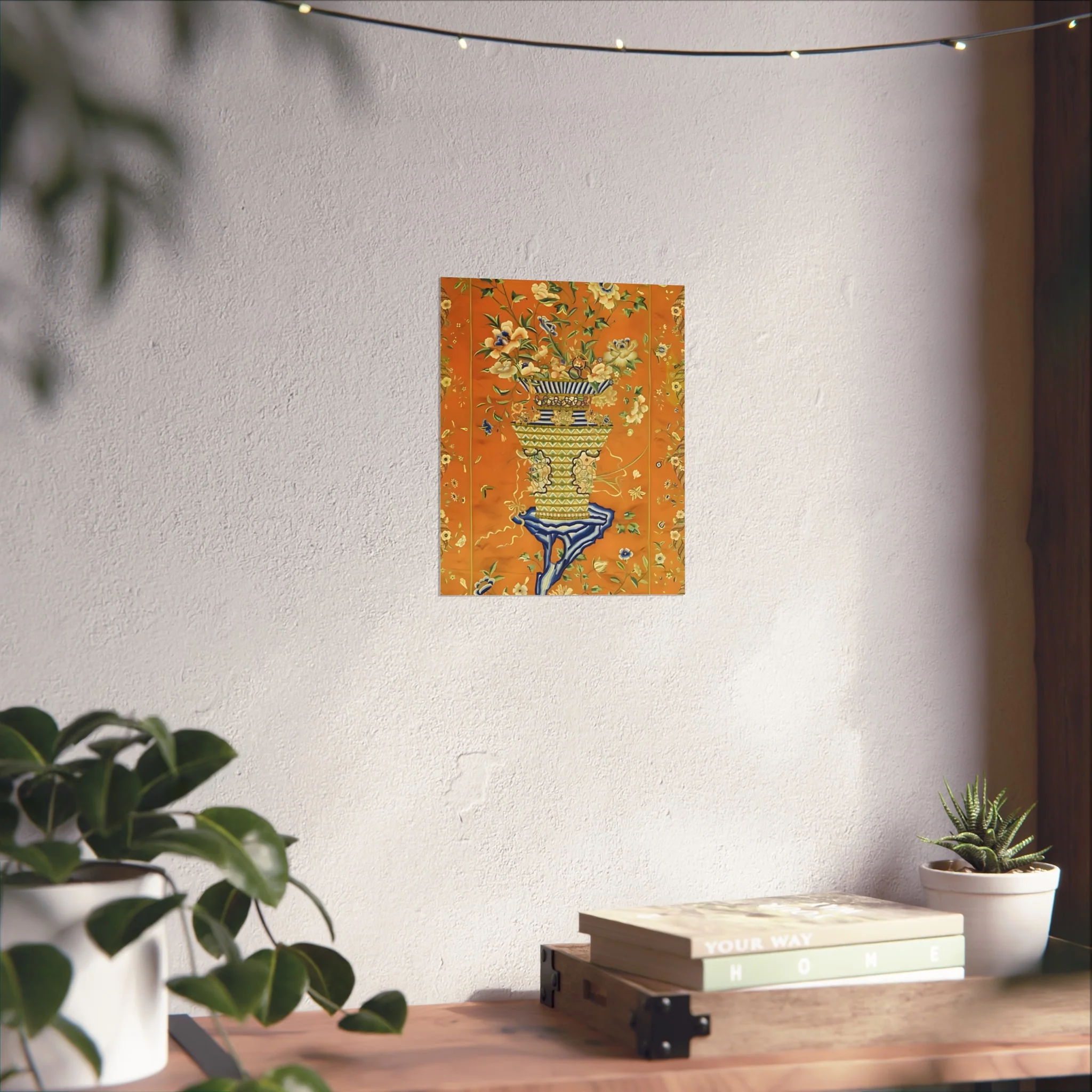 Chinoiserie Floral Vase Fine Art Poster - Orange - Image 22