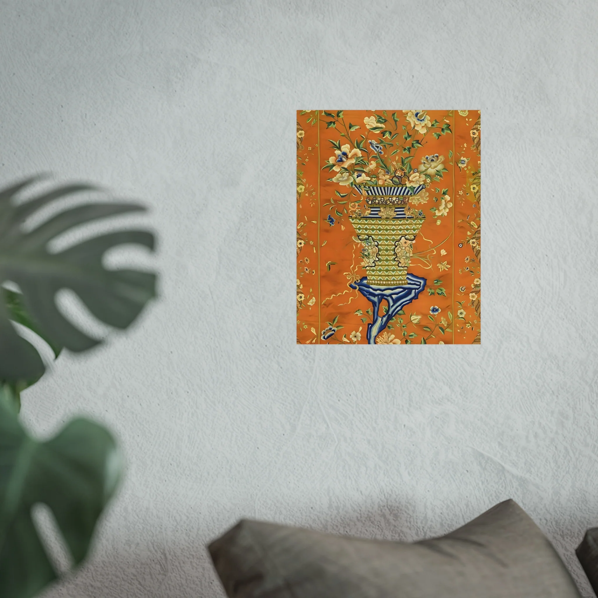 Chinoiserie Floral Vase Fine Art Poster - Orange - Image 23