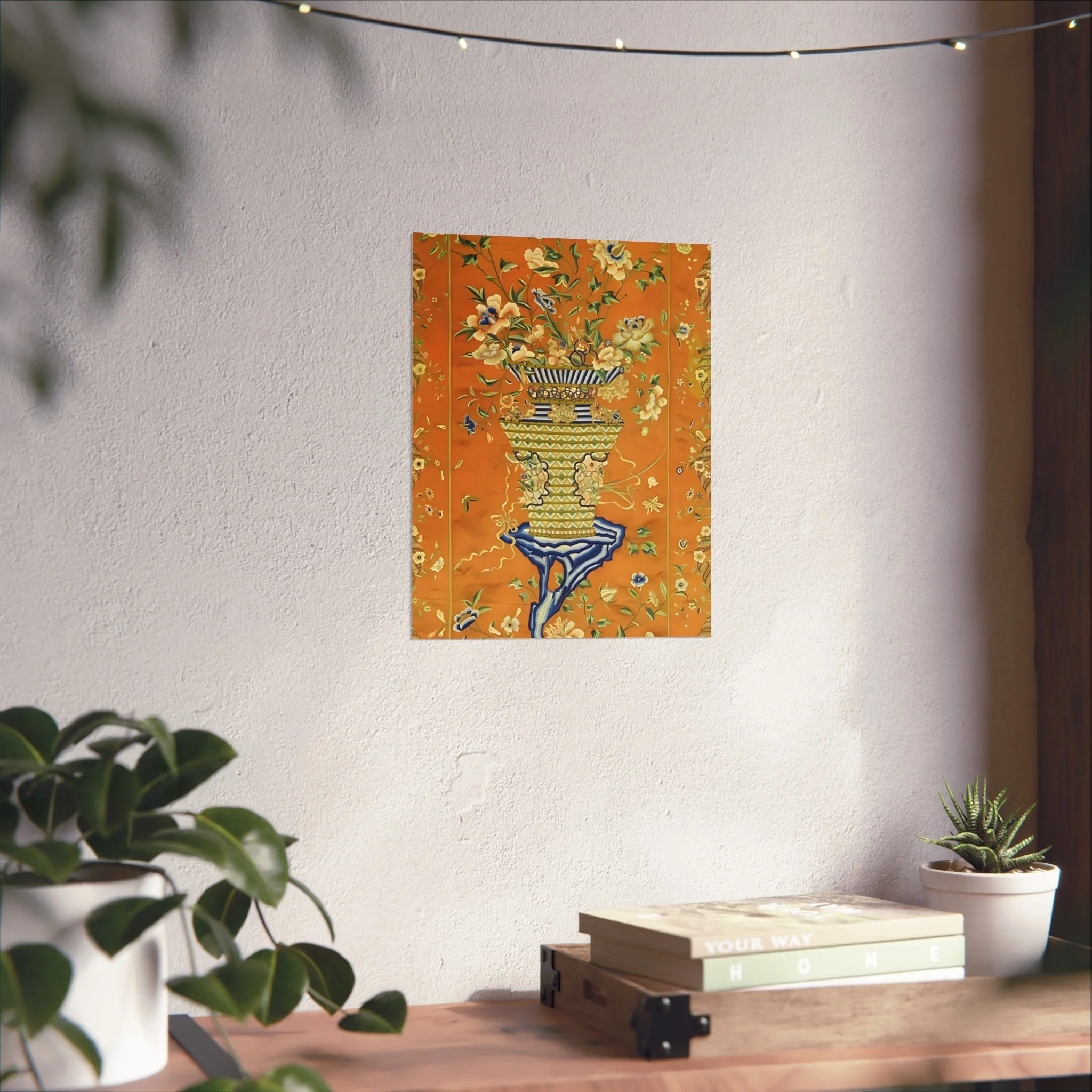 Chinoiserie Floral Vase Fine Art Poster - Orange - Image 24