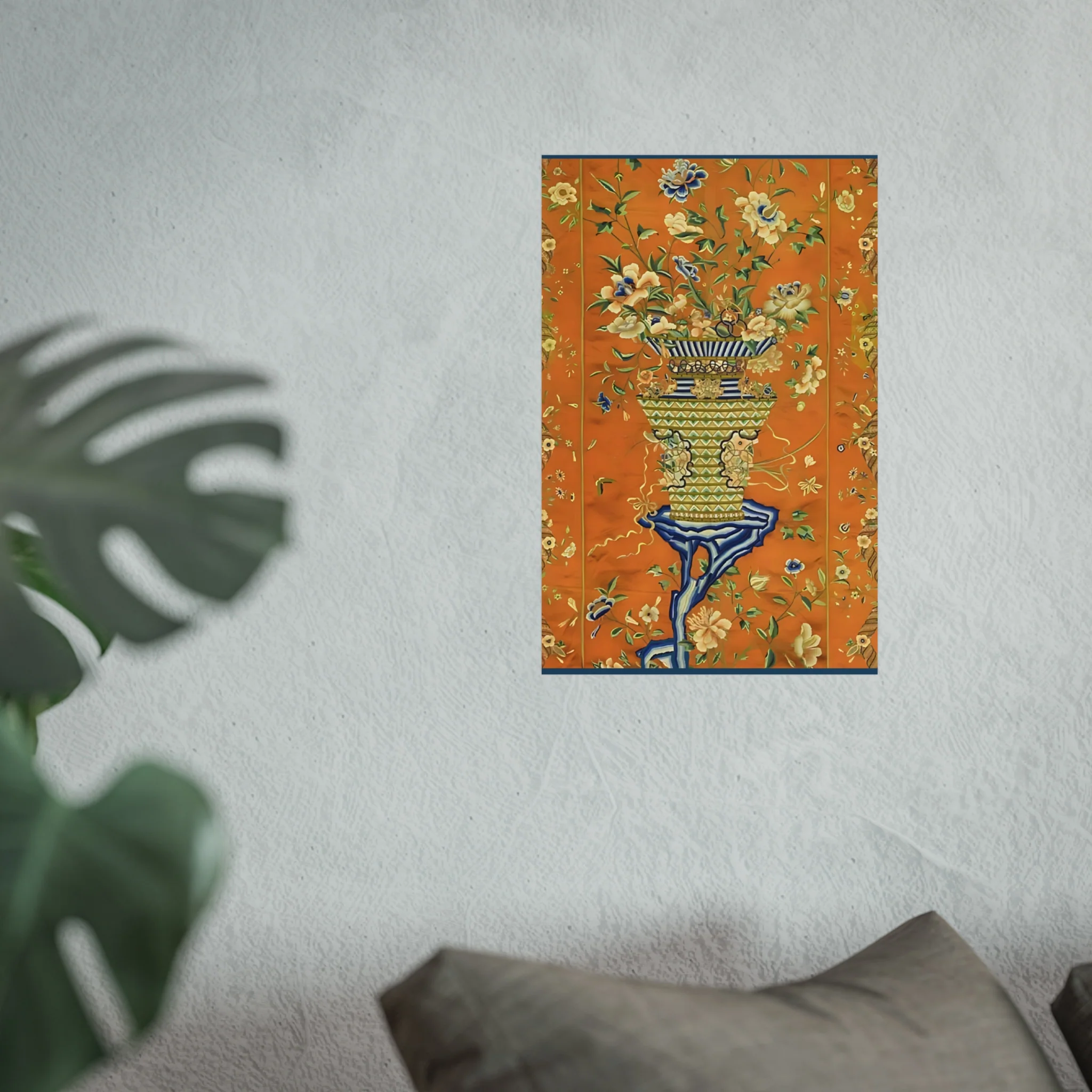 Chinoiserie Floral Vase Fine Art Poster - Orange - Image 25