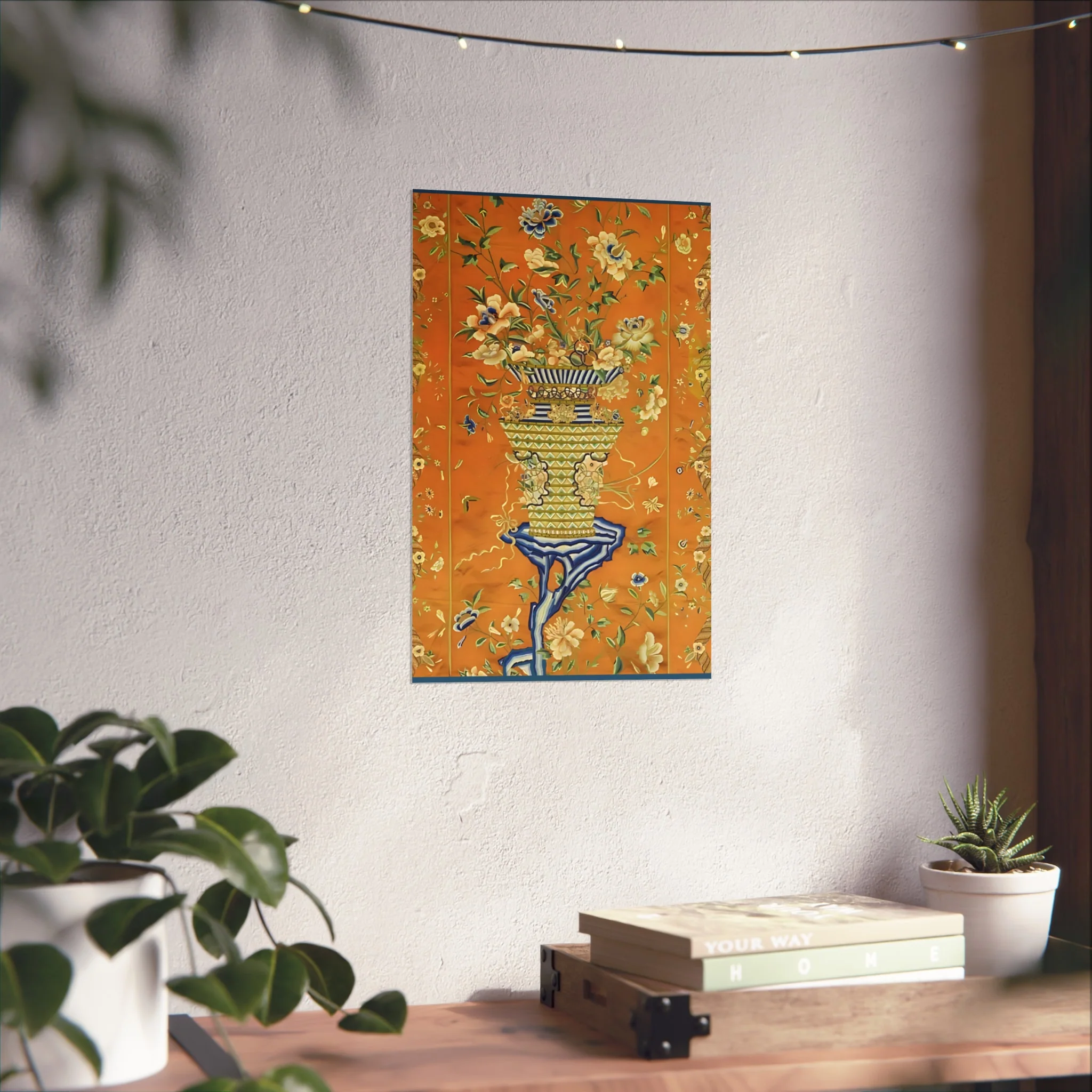 Chinoiserie Floral Vase Fine Art Poster - Orange - Image 26