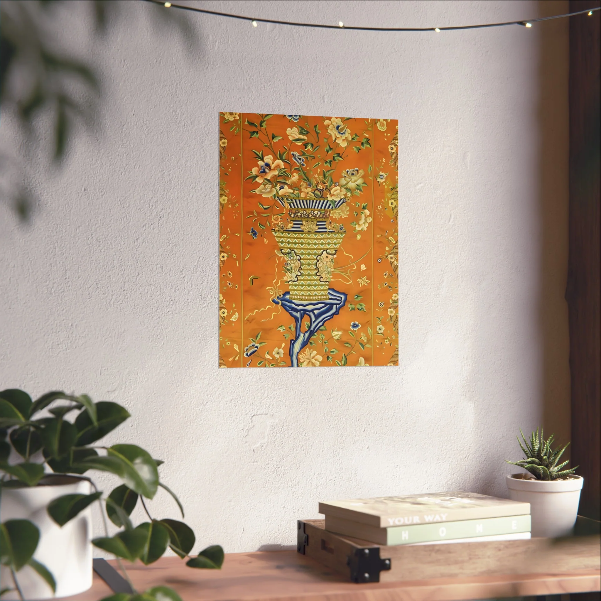 Chinoiserie Floral Vase Fine Art Poster - Orange - Image 28