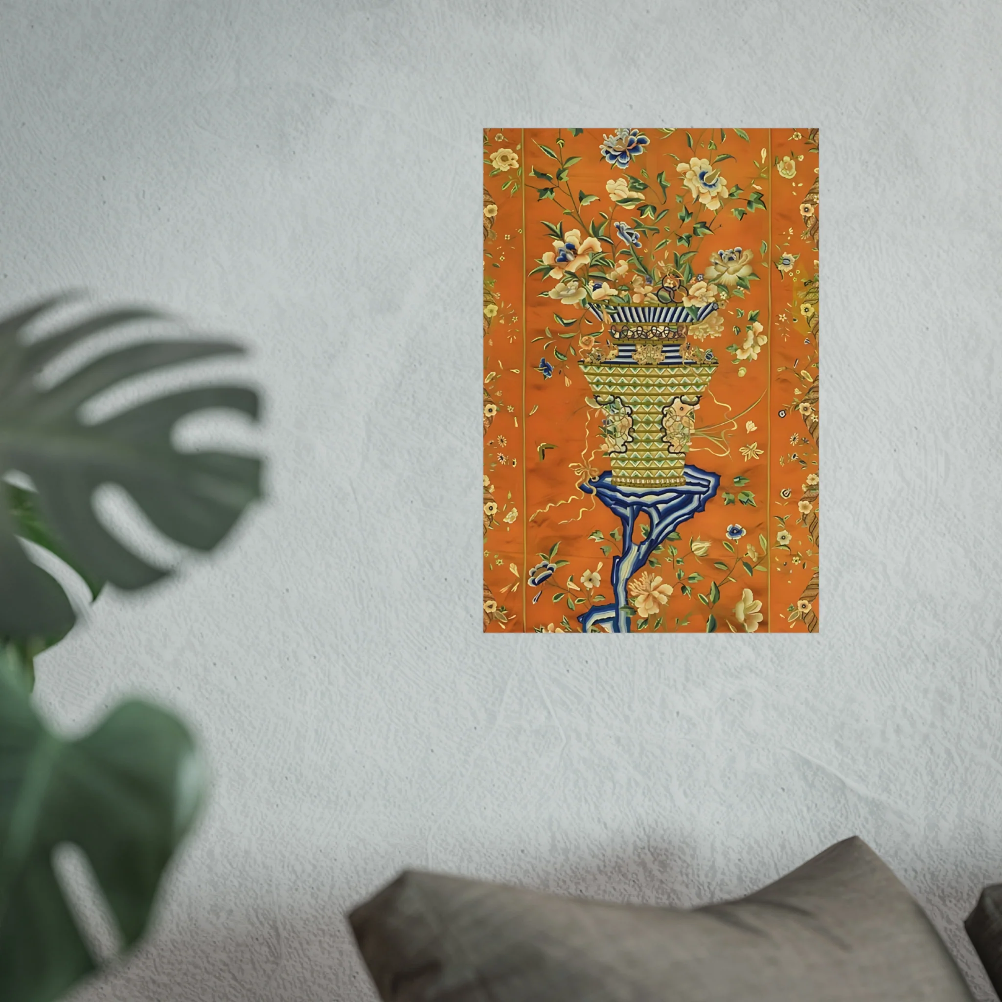Chinoiserie Floral Vase Fine Art Poster - Orange - Image 29