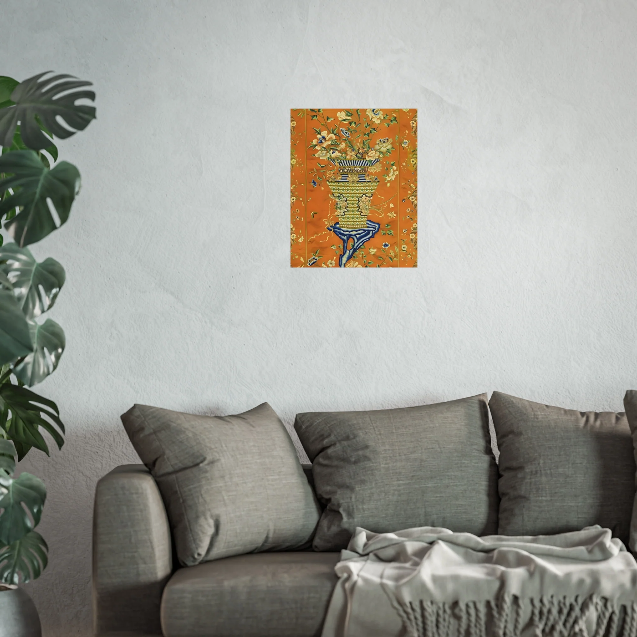 Chinoiserie Floral Vase Fine Art Poster - Orange - Image 31