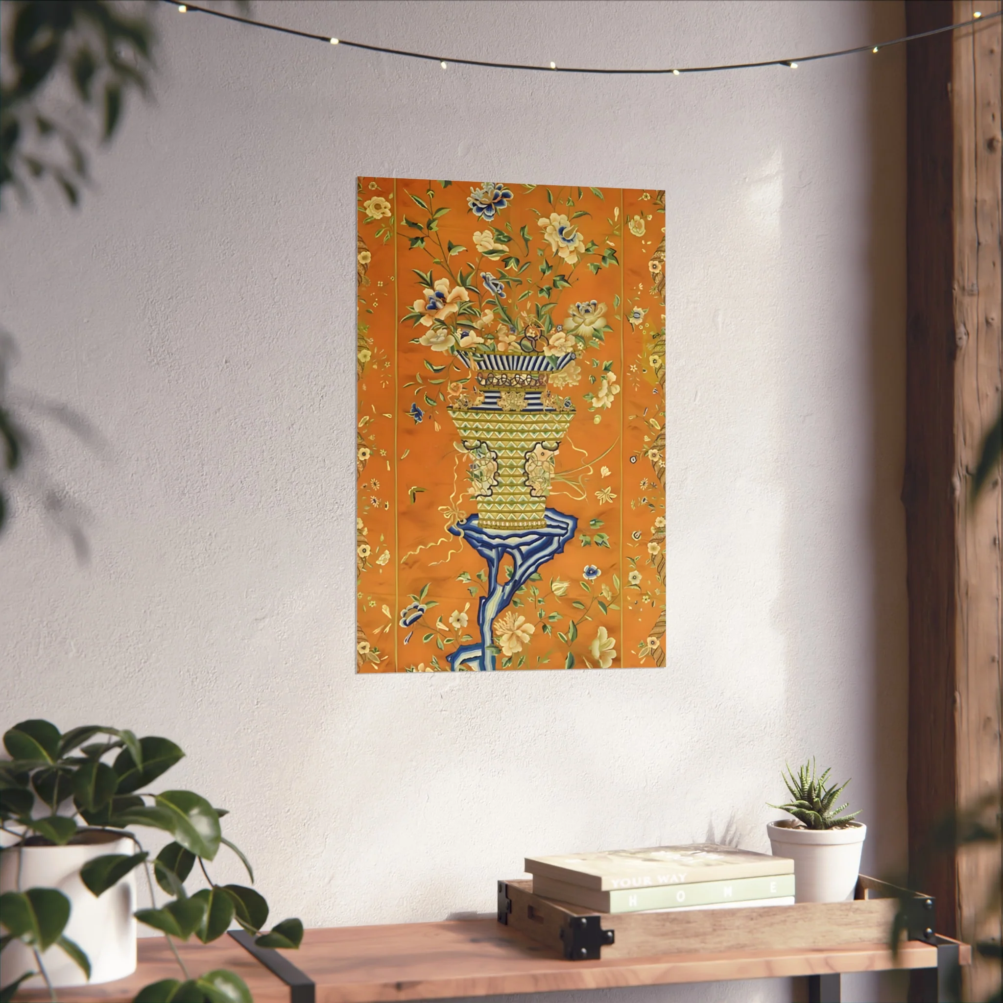 Chinoiserie Floral Vase Fine Art Poster - Orange - Image 34