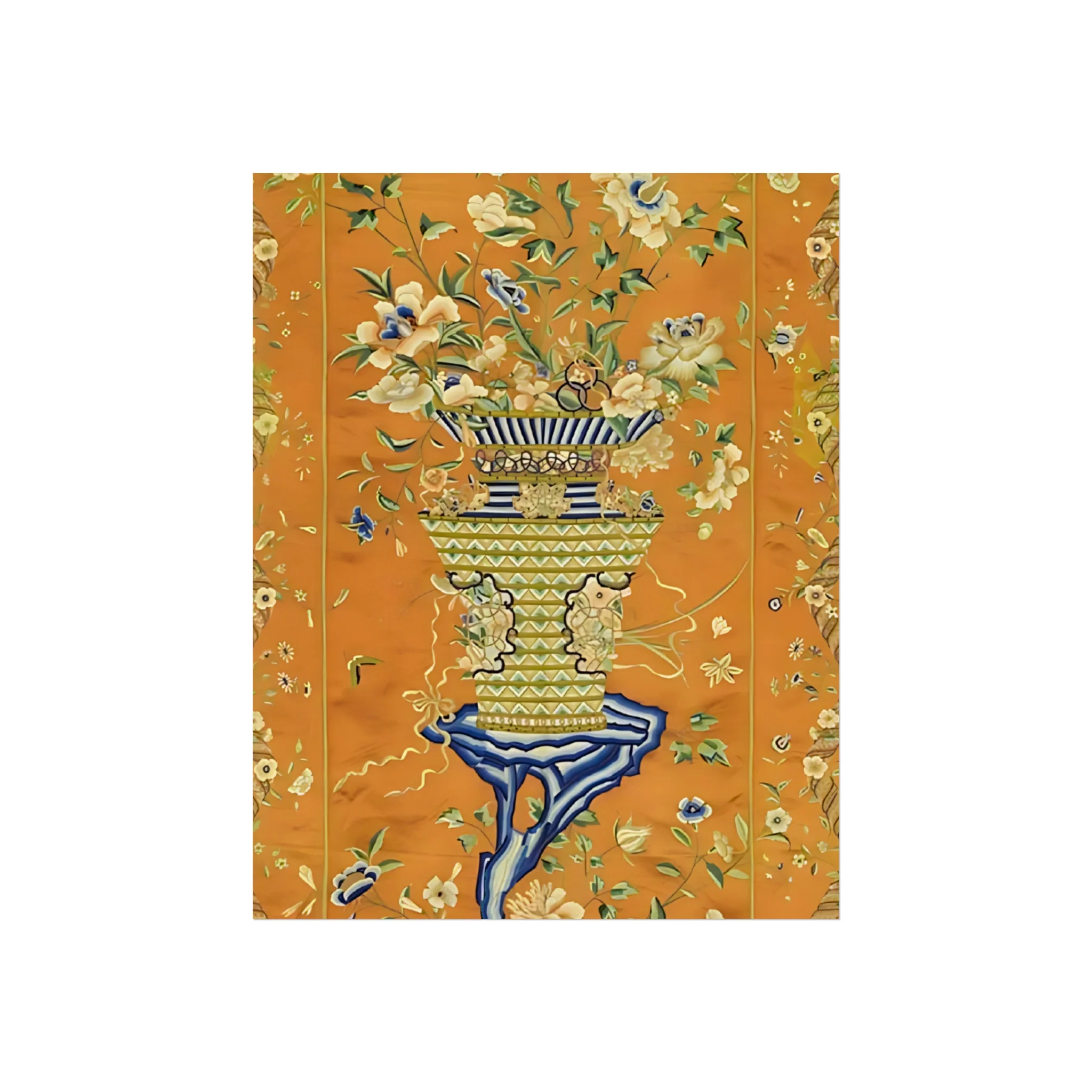 Chinoiserie Floral Vase Fine Art Poster - Orange - Image 4