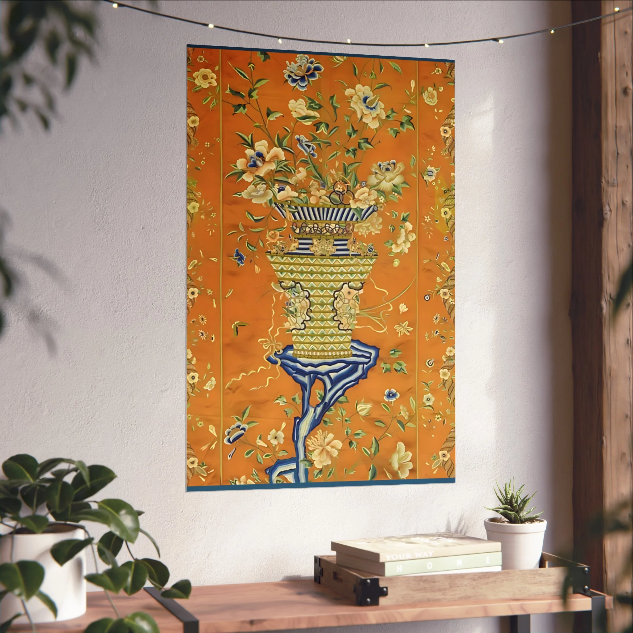 Chinoiserie Floral Vase Fine Art Poster - Orange - Image 40
