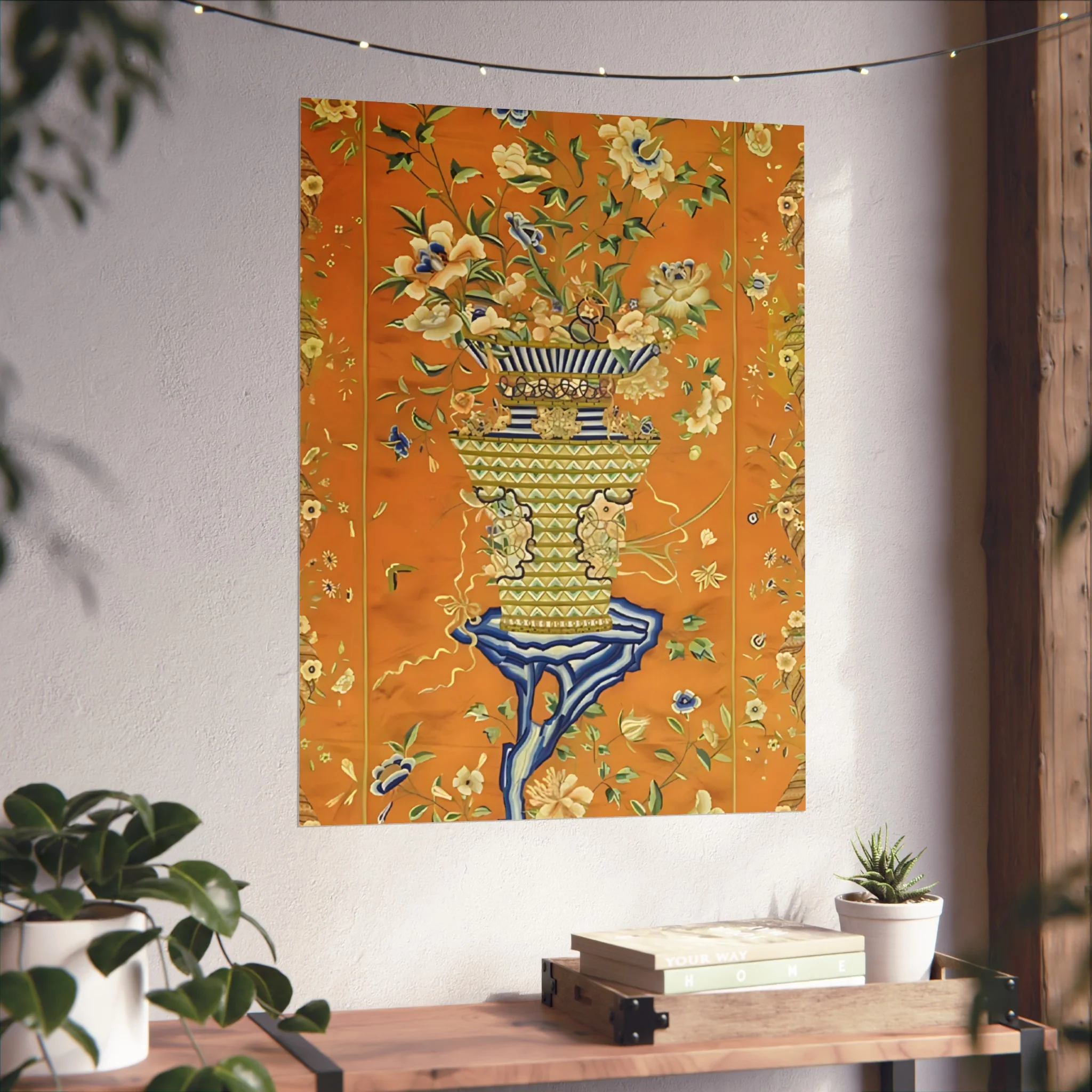 Chinoiserie Floral Vase Fine Art Poster - Orange - Image 42