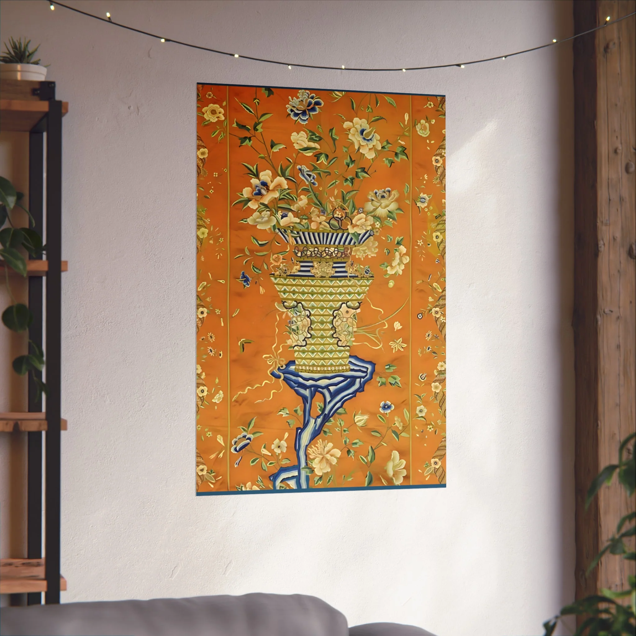 Chinoiserie Floral Vase Fine Art Poster - Orange - Image 46