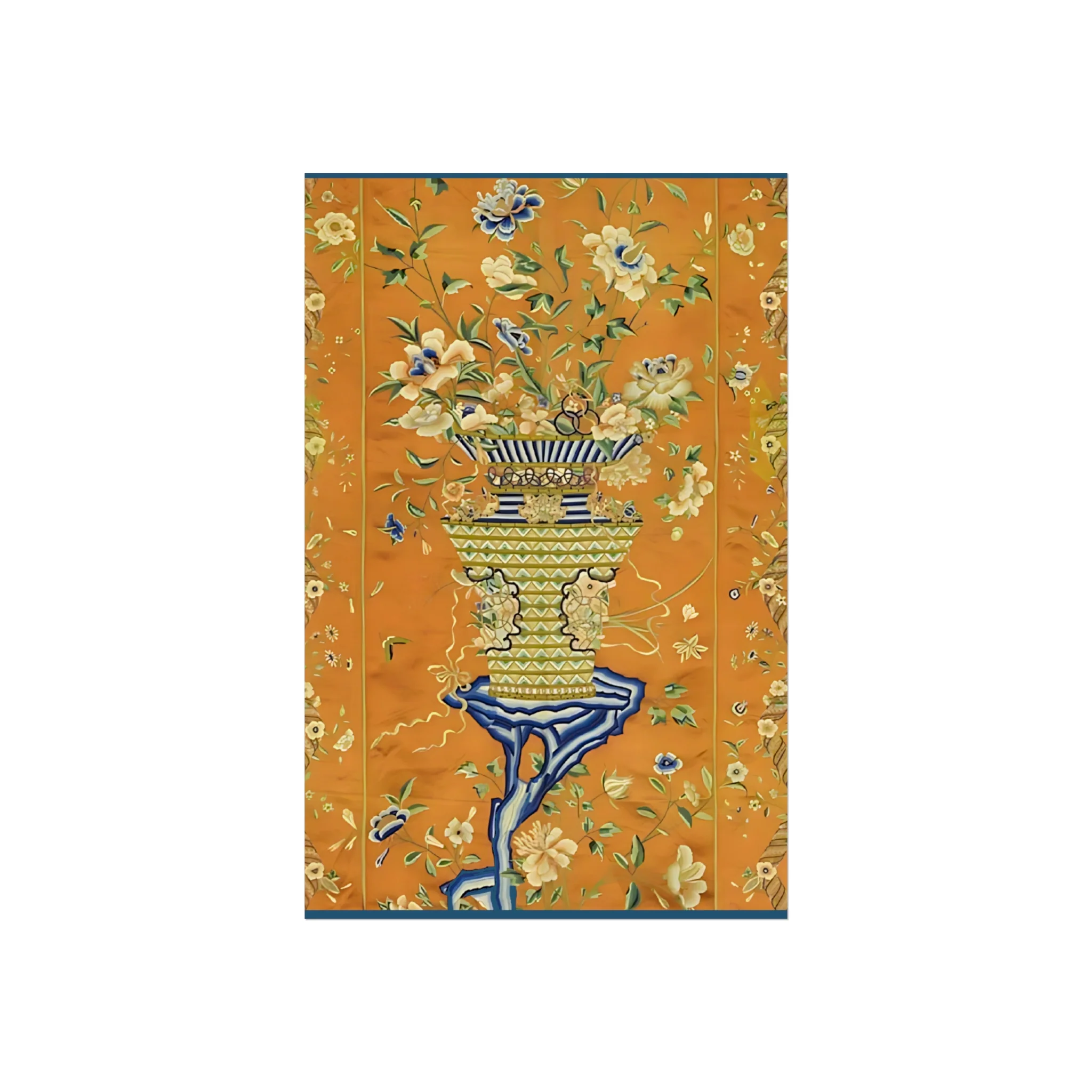Chinoiserie Floral Vase Fine Art Poster - Orange - Image 5