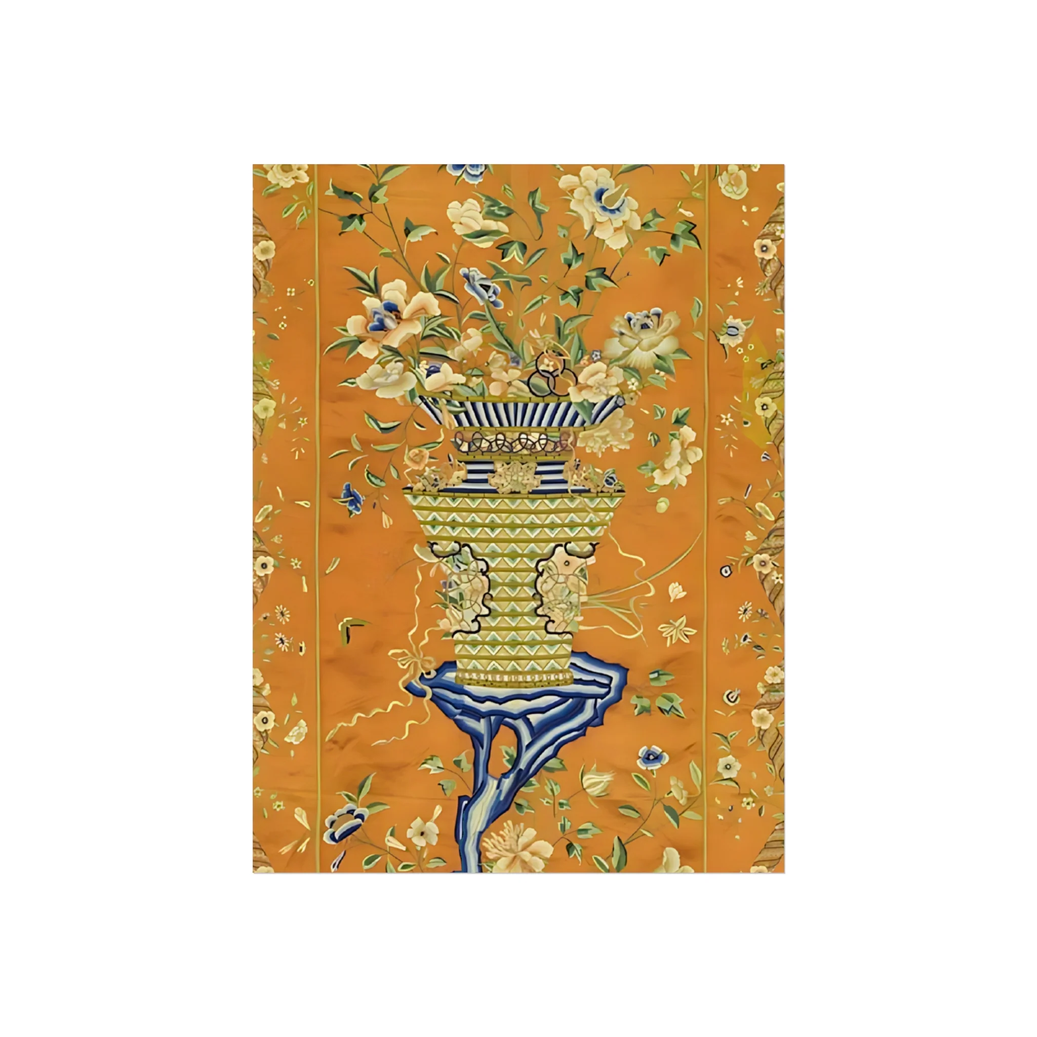 Chinoiserie Floral Vase Fine Art Poster - Orange - Image 6