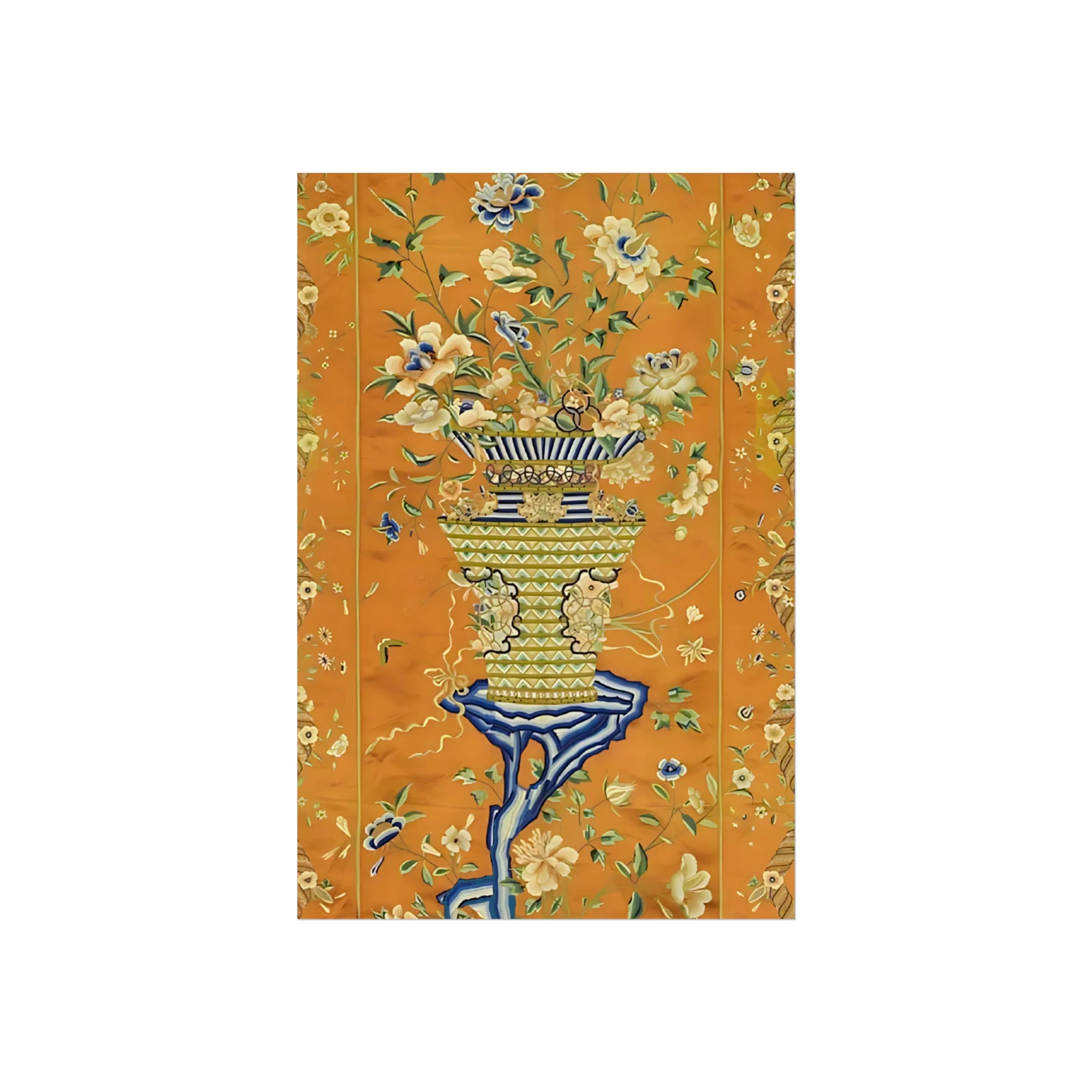 Chinoiserie Floral Vase Fine Art Poster - Orange - Image 7