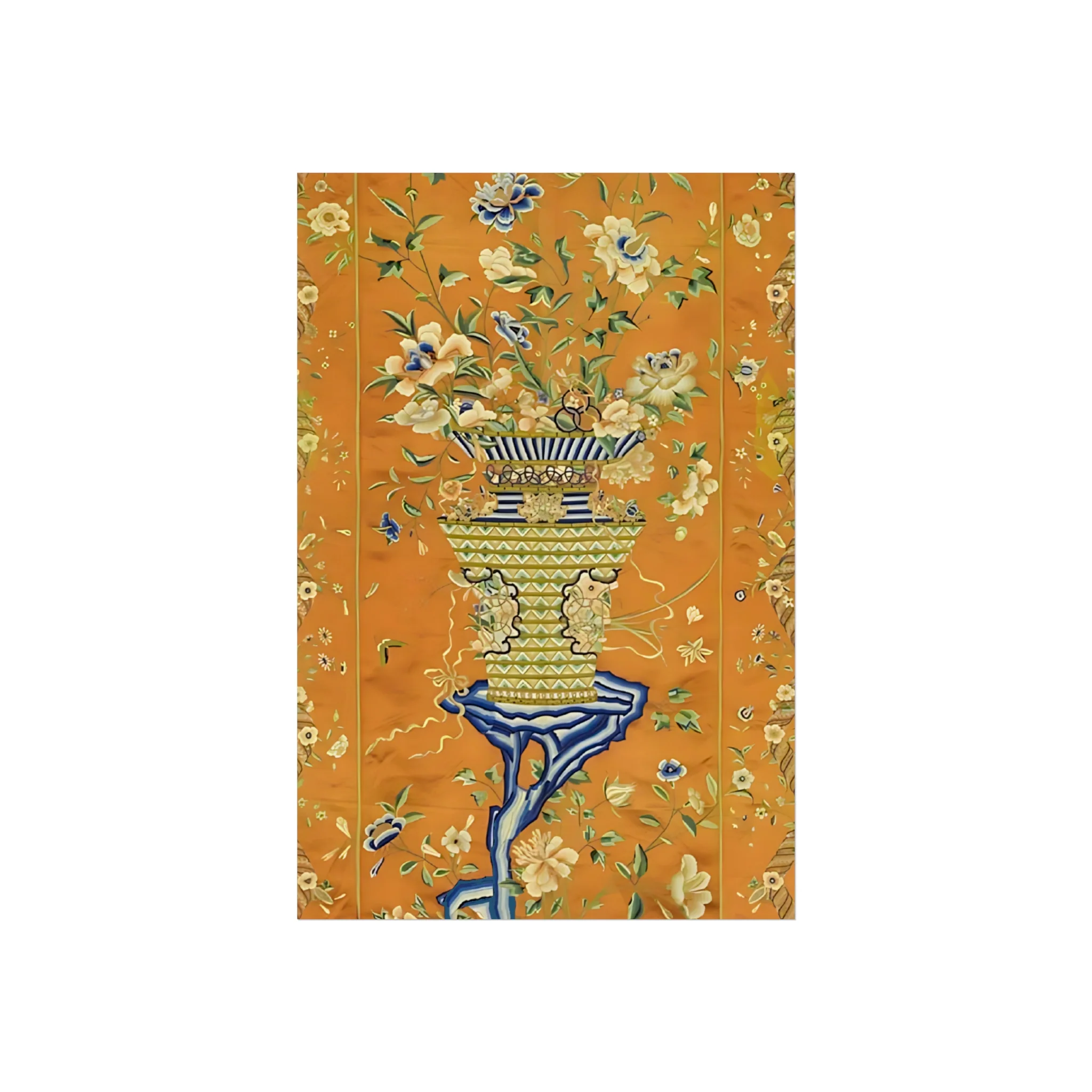 Chinoiserie Floral Vase Fine Art Poster - Orange - Image 9